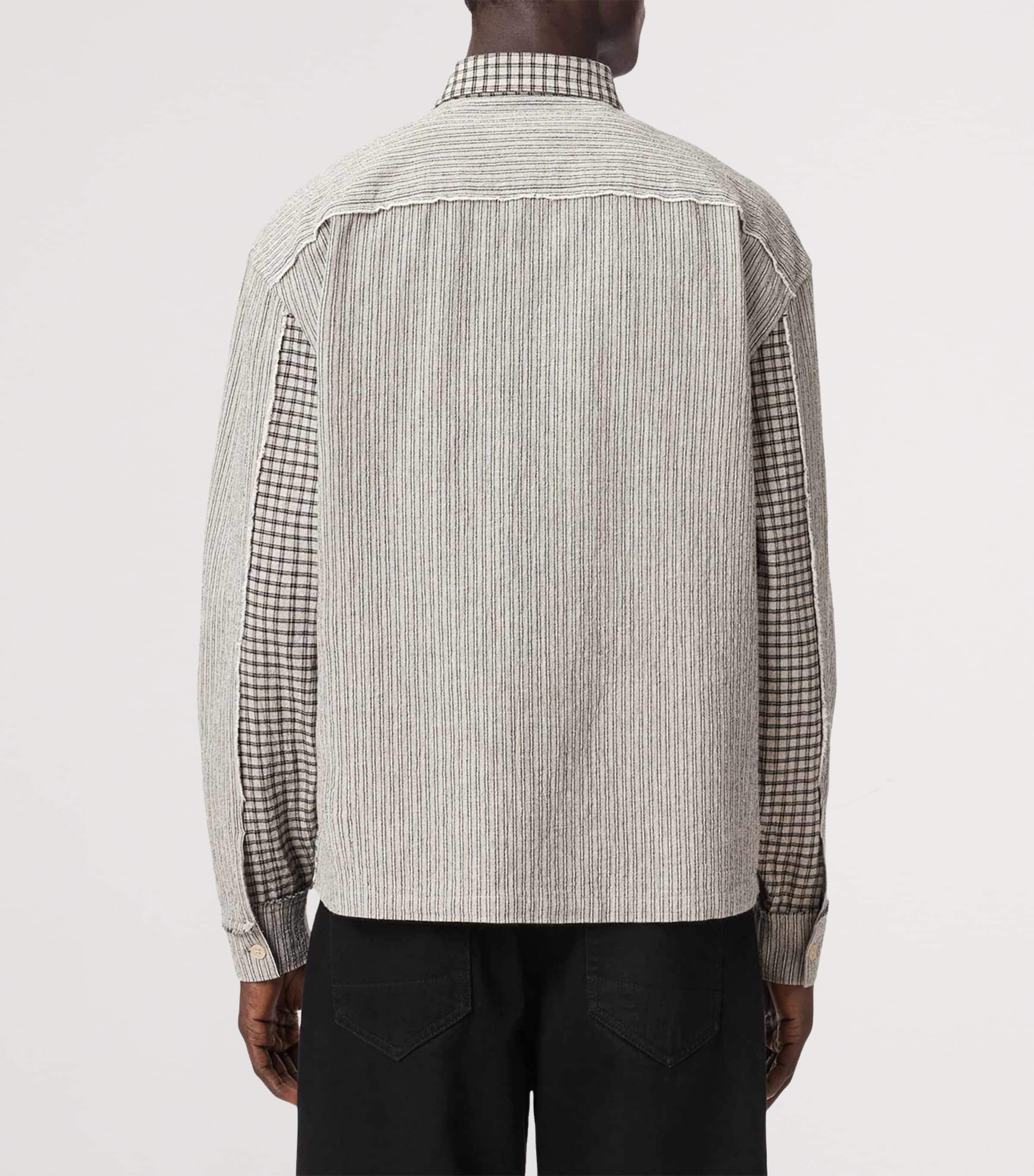 AllSaints Mens Organic Cotton Check Cage Shirt Oat White Image 4