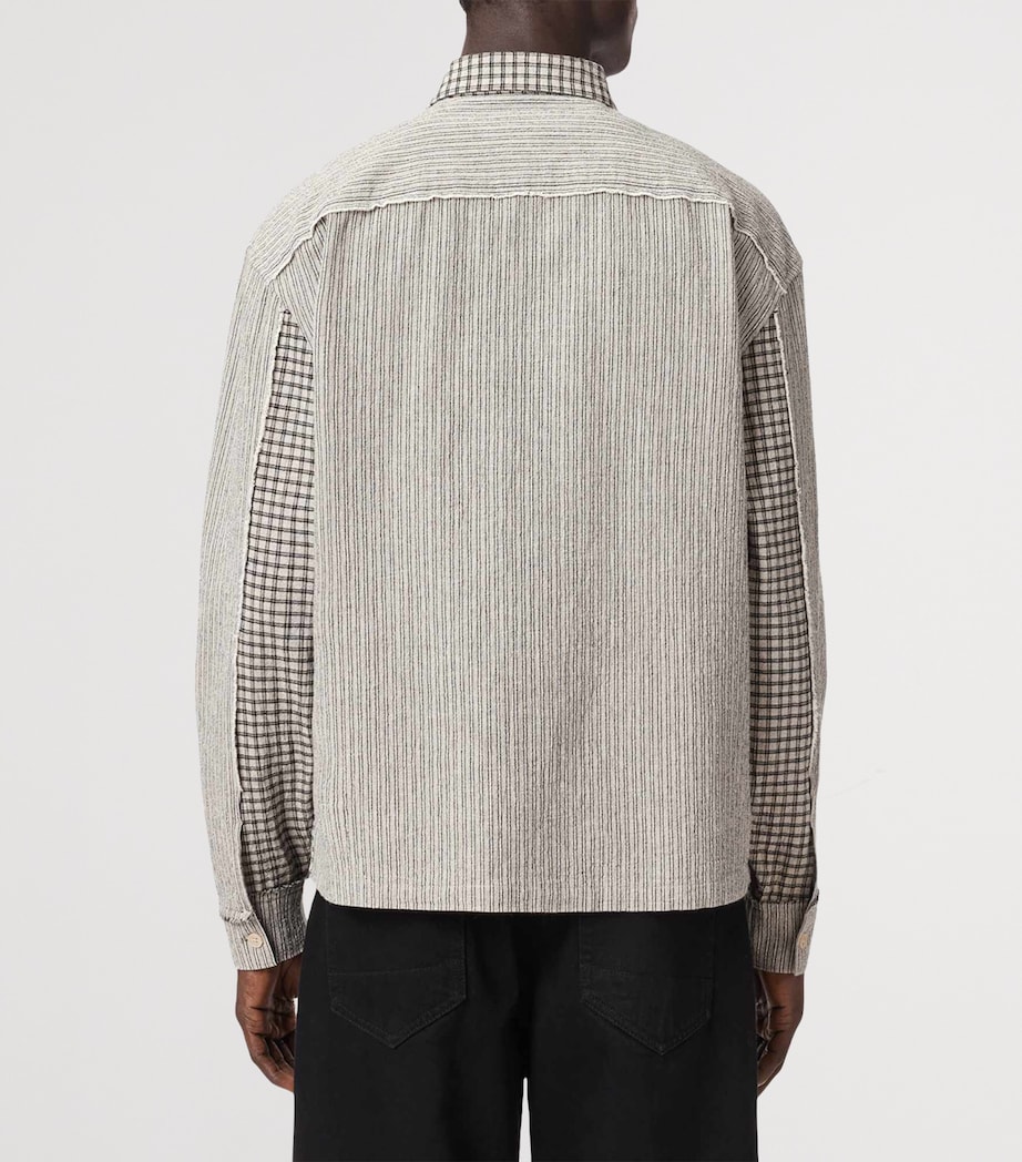 AllSaints Mens Organic Cotton Check Cage Shirt Oat White Image 4