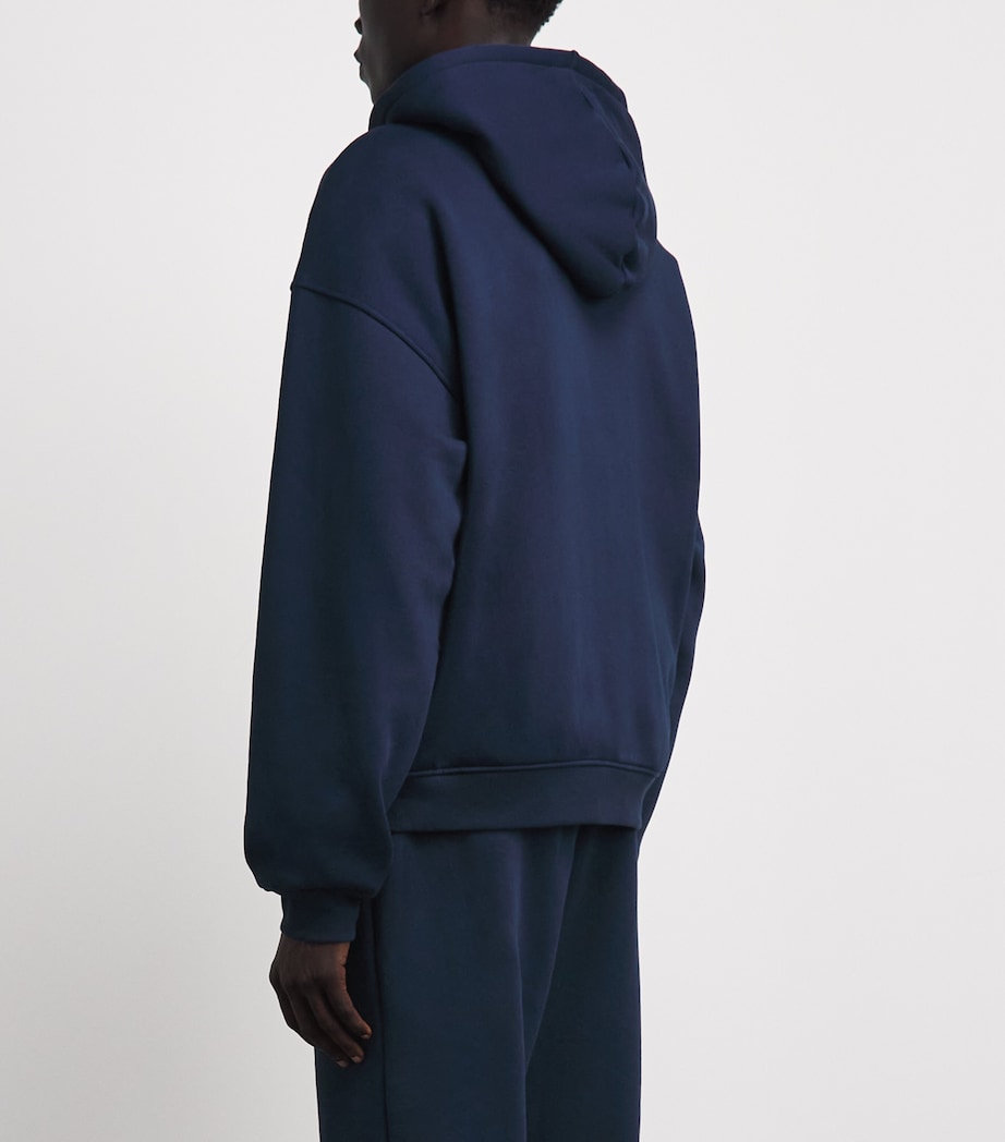 Skims Mens Fleece Lounge Relaxed Zip-Up Hoodie Navy Image 5