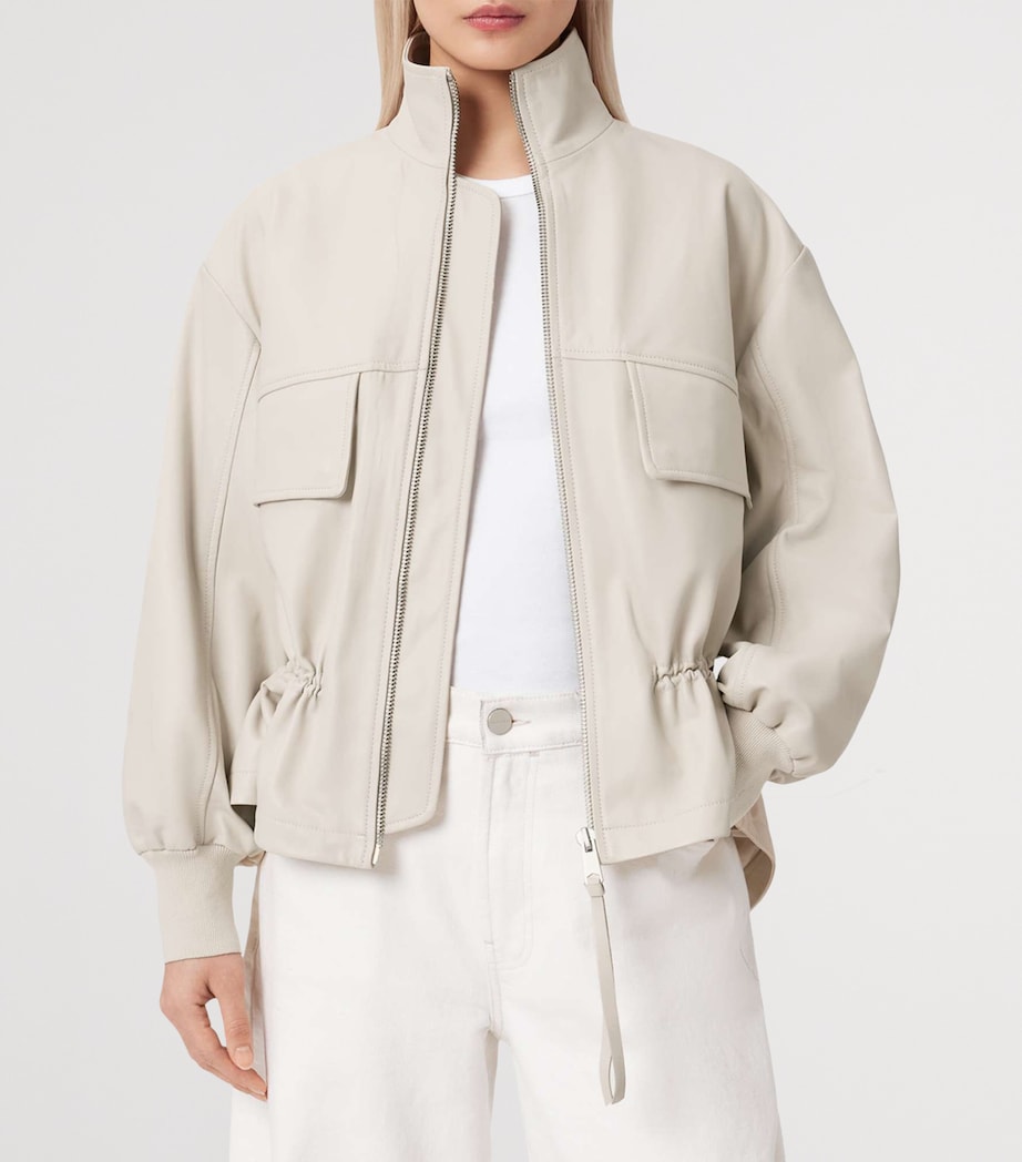Leather Flor Jacket OFF WHITE Image 3
