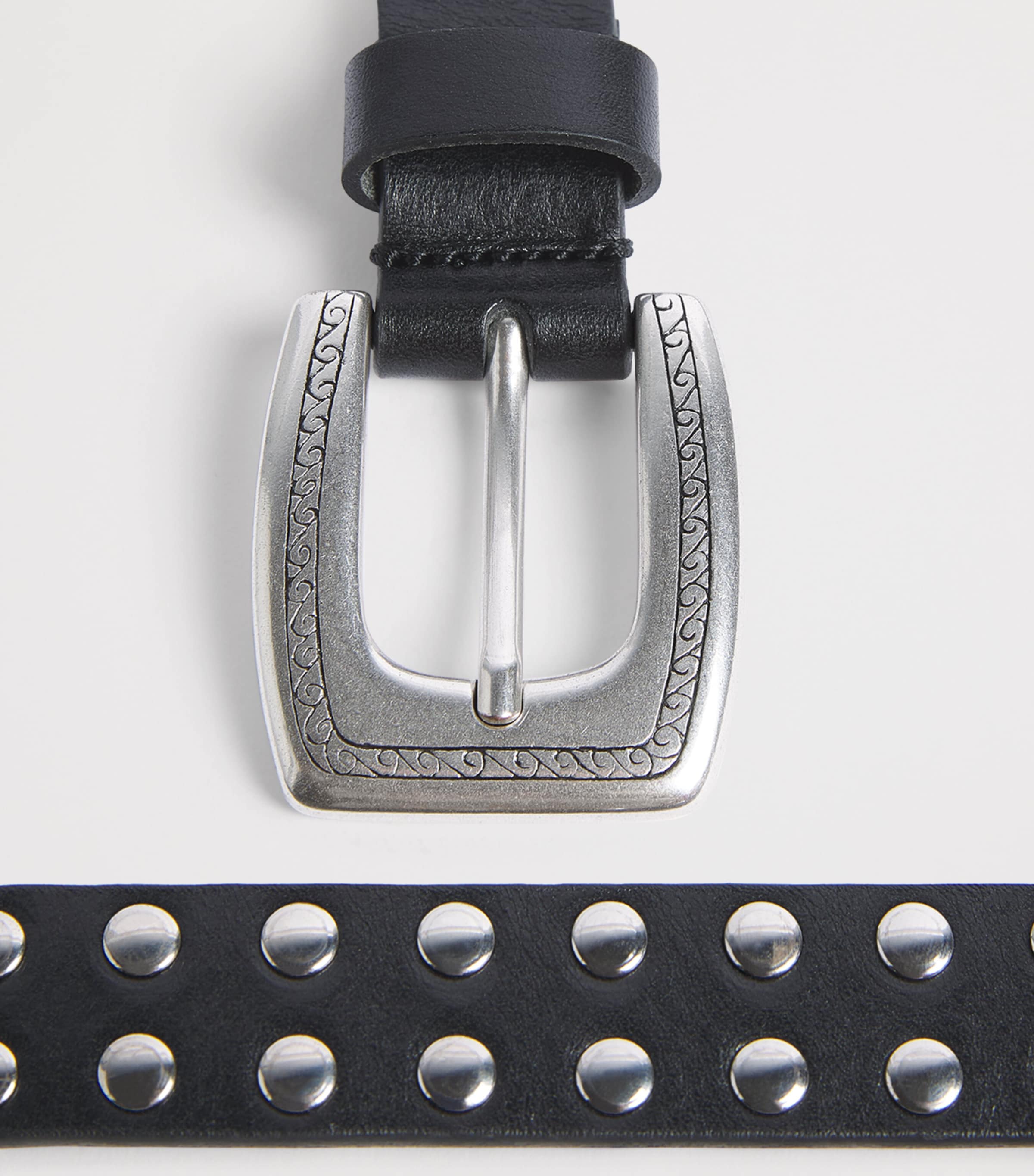 Molebo Leather Studded Western Belt Black Leather Image 4