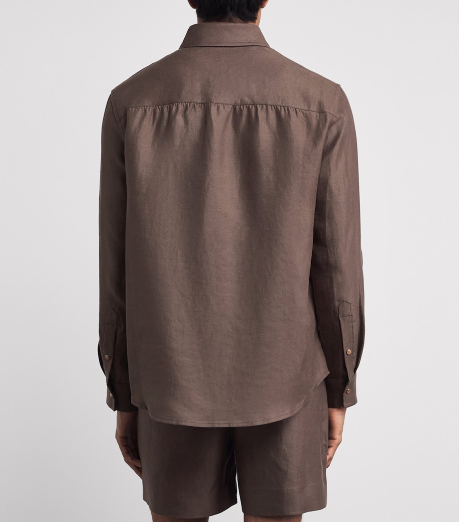 GOD'S TRUE CASHMERE Mens Linen Cocoa Shirt Orange Sunstone Image 5