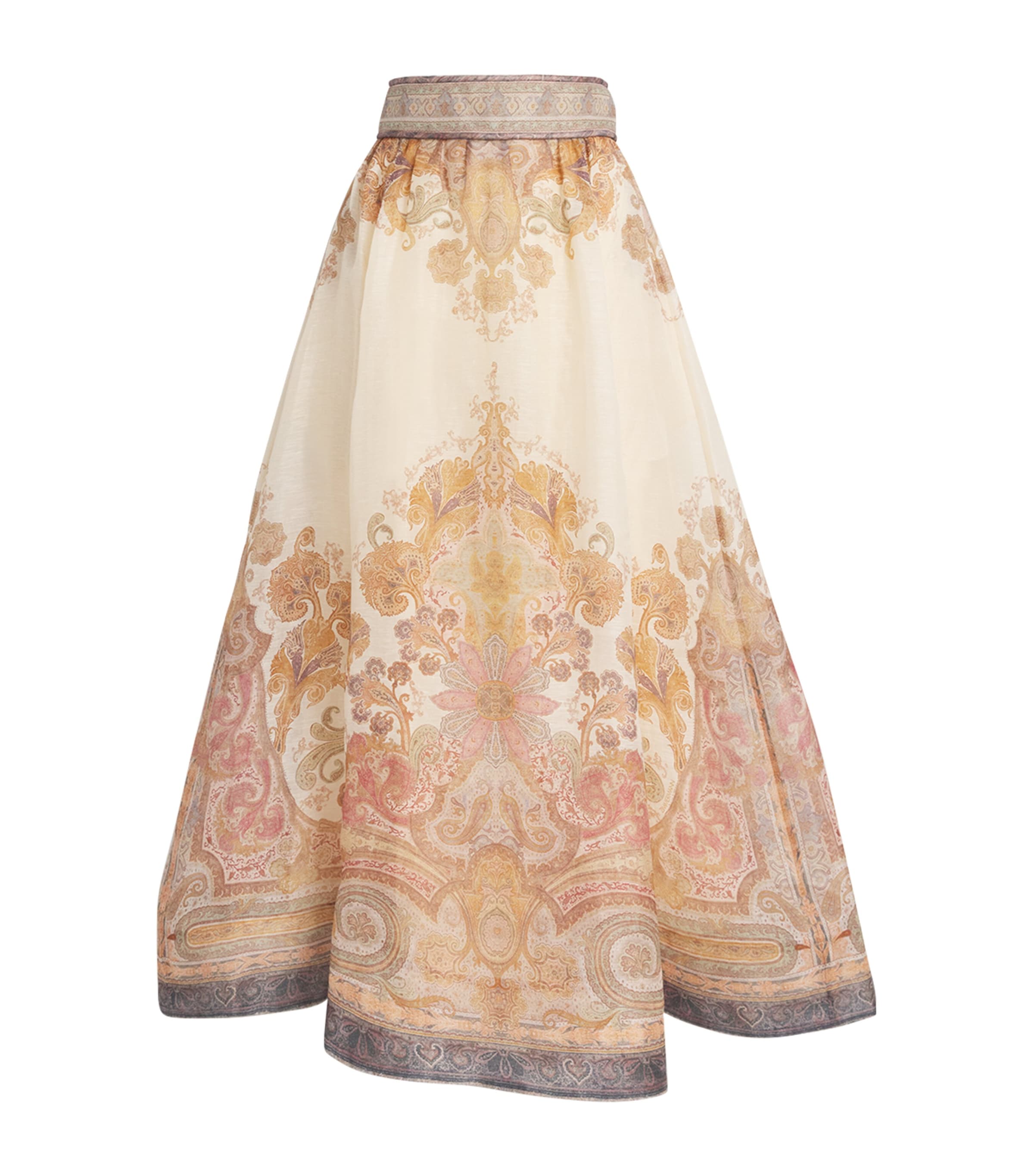 Shop Zimmermann Illustration Midi Skirt In Beige