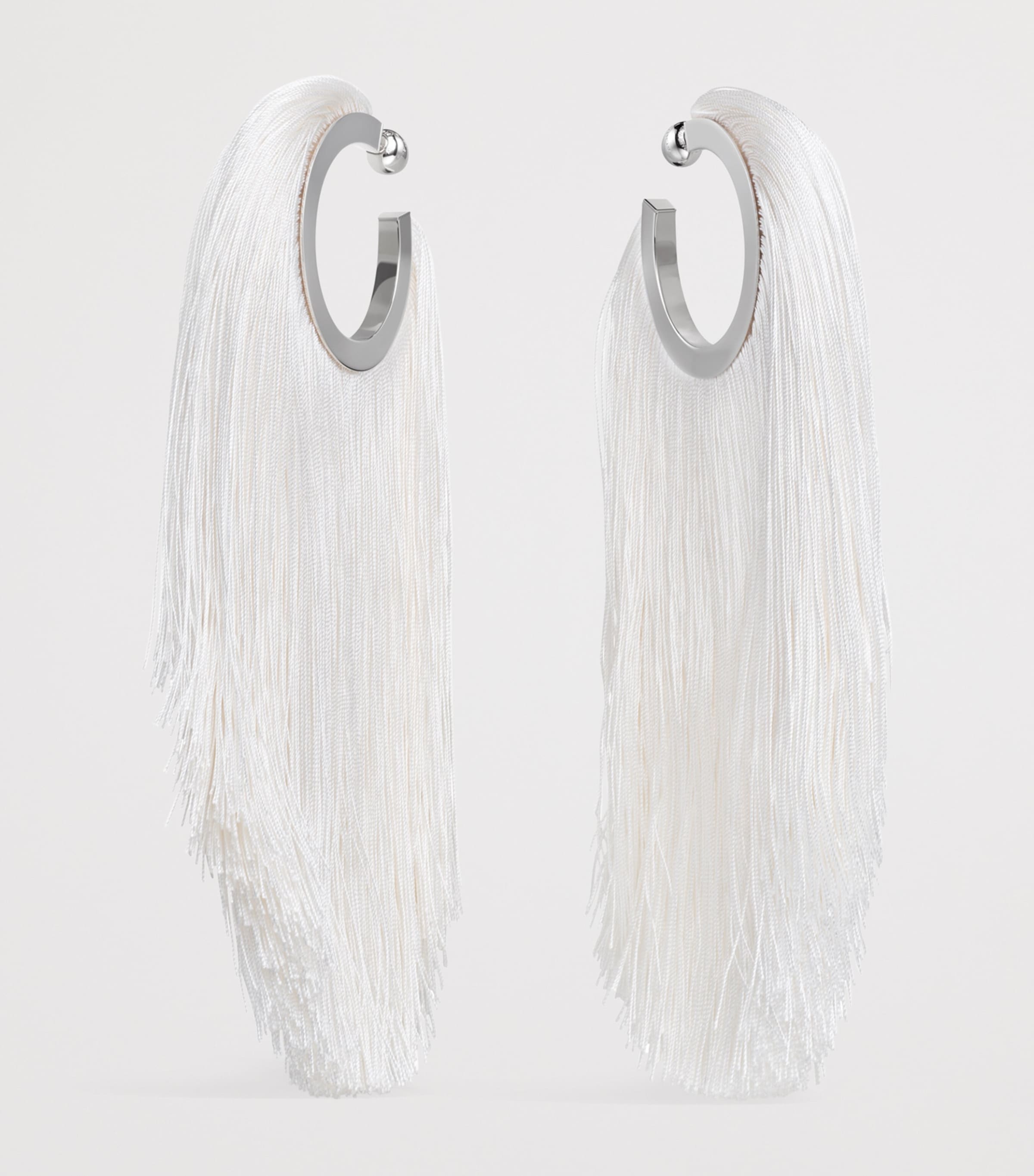 Alaïa Fringe Pendant Hoop Earrings Blanc Creme Image 2