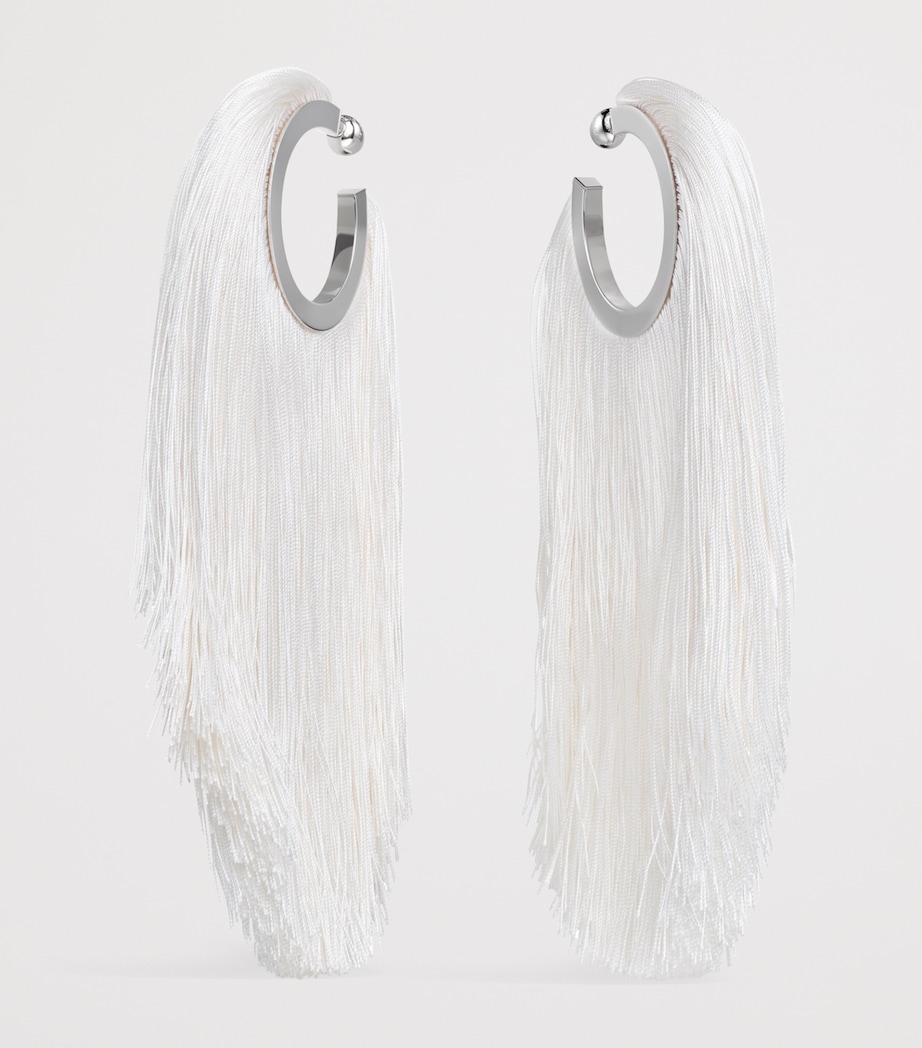 Alaïa Fringe Pendant Hoop Earrings Blanc Creme Image 2