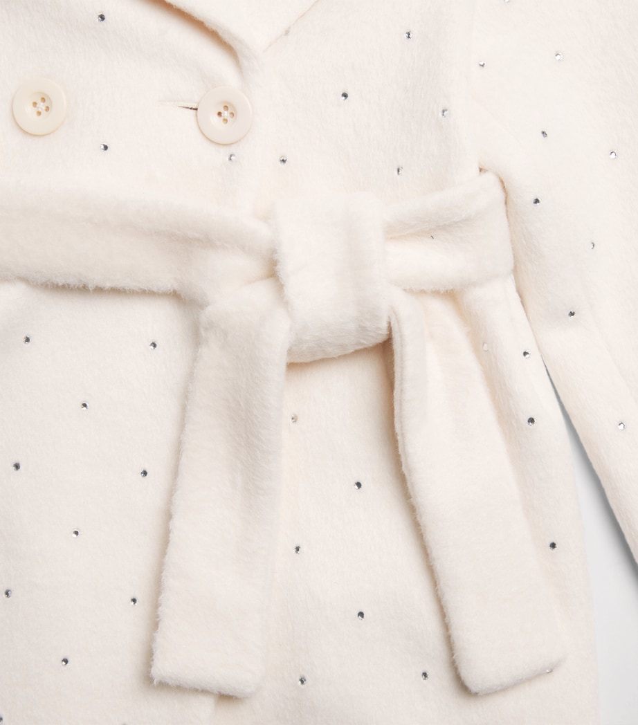 Monnalisa Rhinestone-Embellished Belted Coat (2-12 Years) Panna Image 3