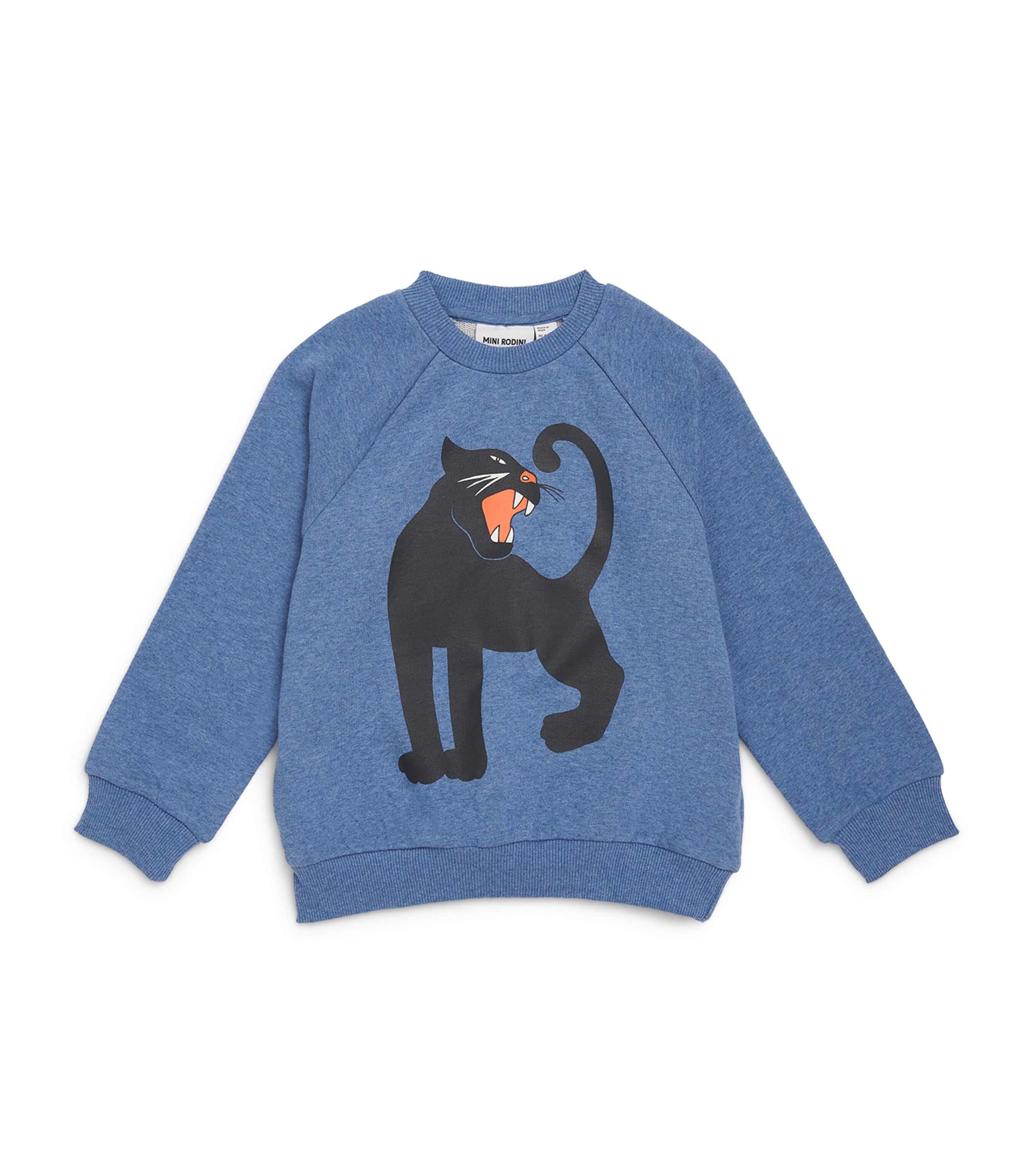 Mini Rodini Organic Cotton Panther Sweatshirt In Blue