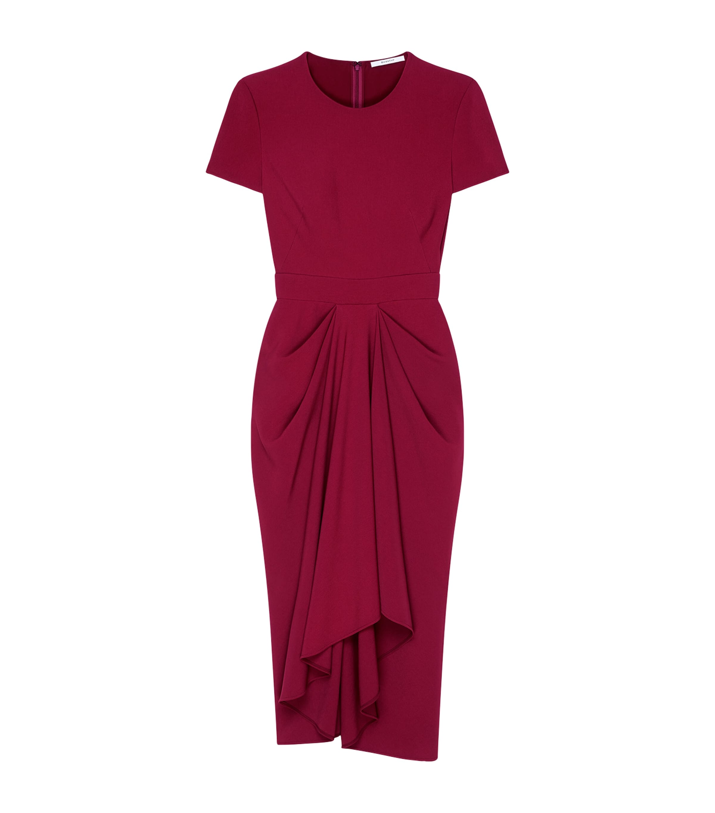 Givenchy Womens Gathered Pencil Midi Dress Red Cherry Image 1