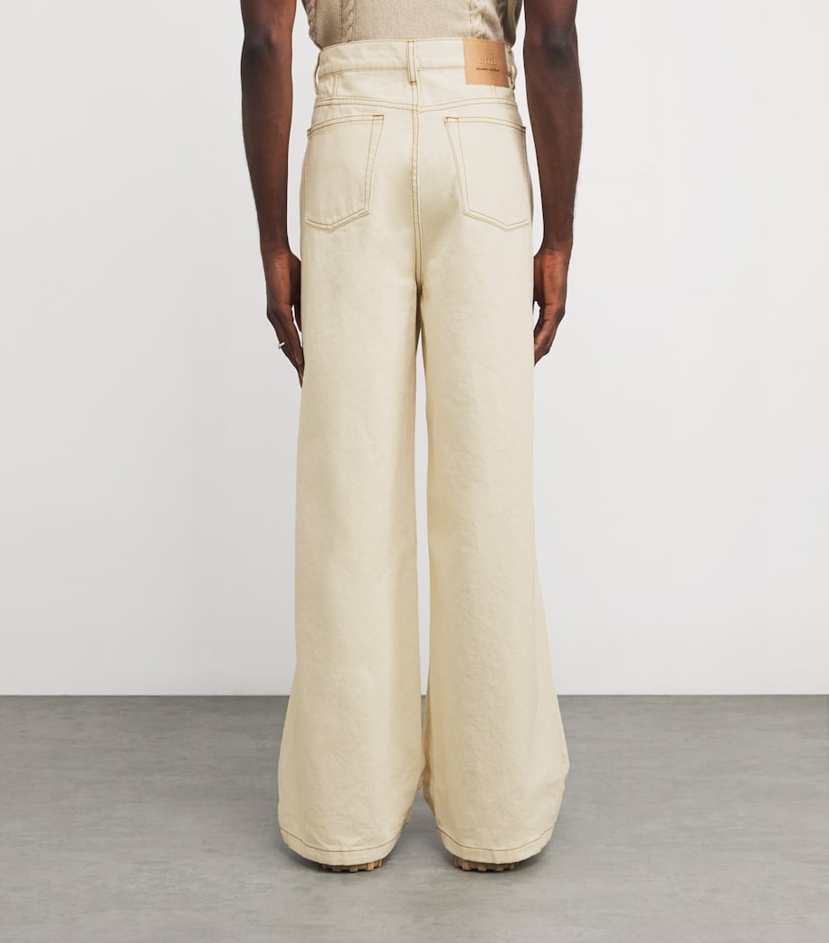AMI Paris Mens Cotton Twill Wide Jeans Blanc Image 4