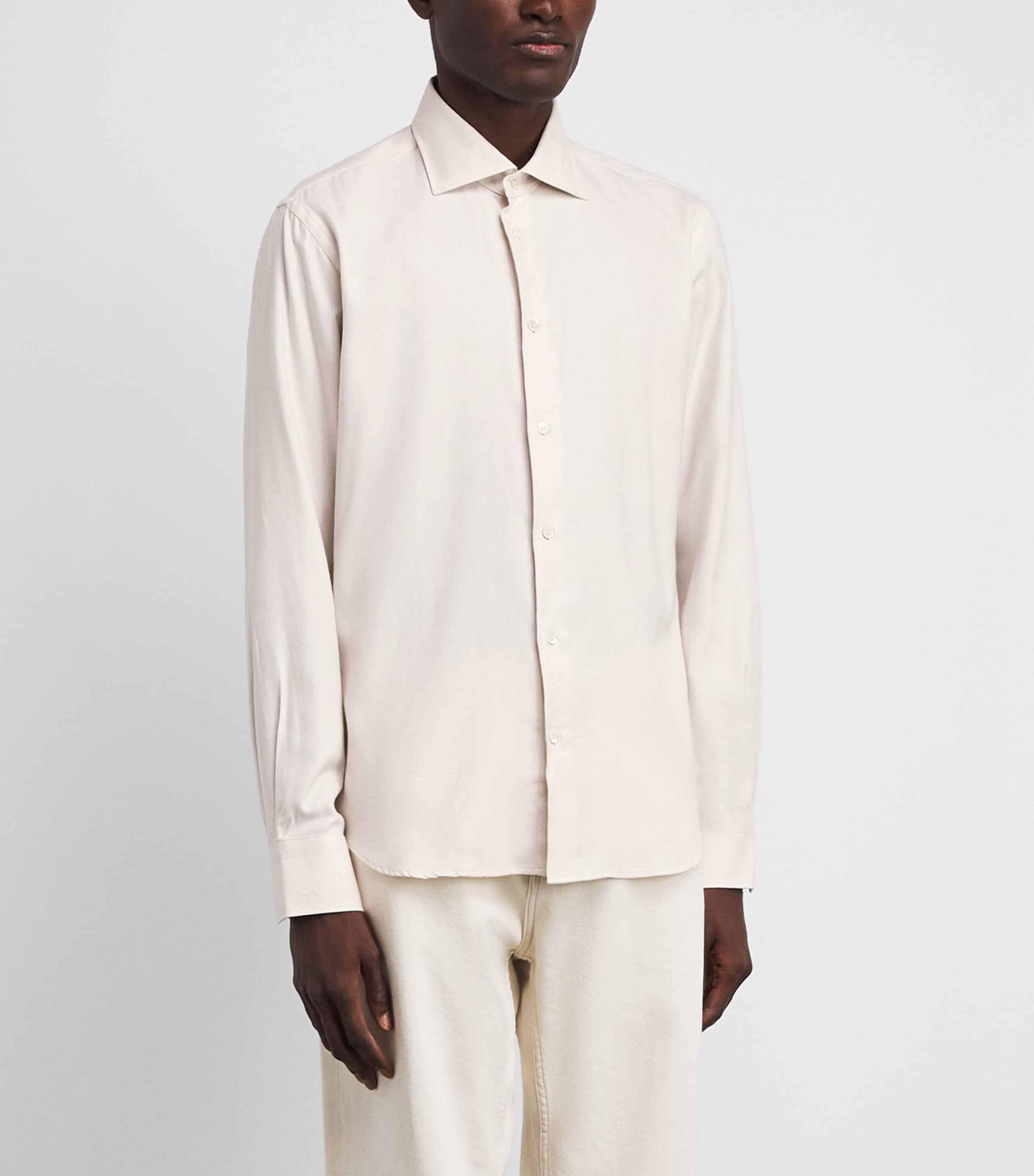 Maurizio Baldassari Mens Cotton-Lyocell Santini Shirt Ivory Image 4