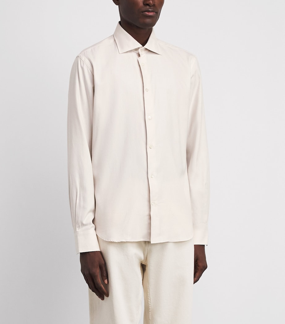 Maurizio Baldassari Mens Cotton-Lyocell Santini Shirt Ivory Image 4