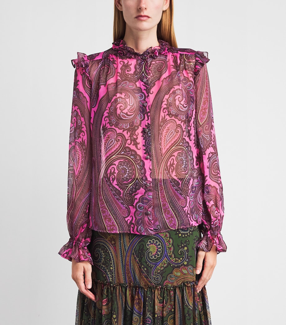 Etro Womens Silk Paisley Blouse Print/pink Bs Image 4
