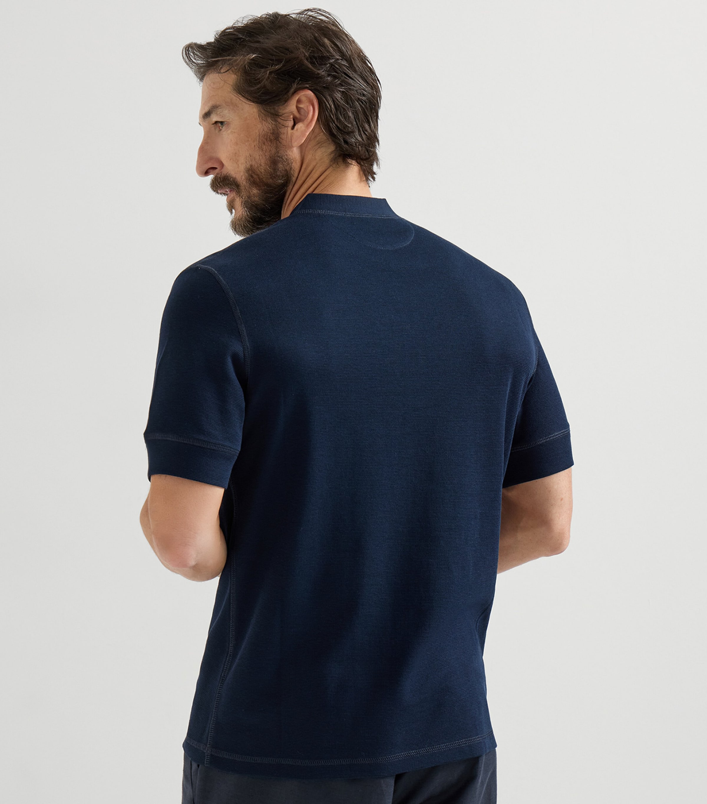 Brunello Cucinelli Mens Cotton-Silk Henley Top Image 5