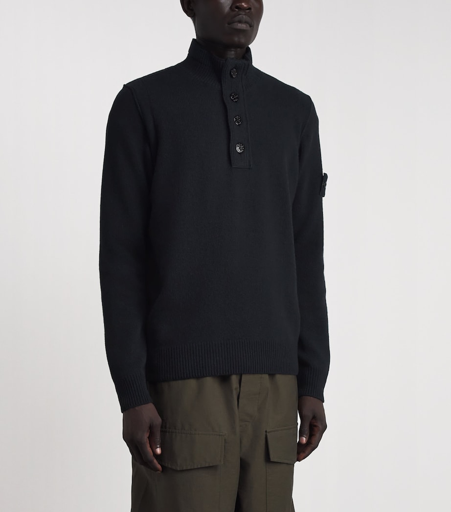 Stone Island Mens Wool-Blend Button-Up Sweater Image 4