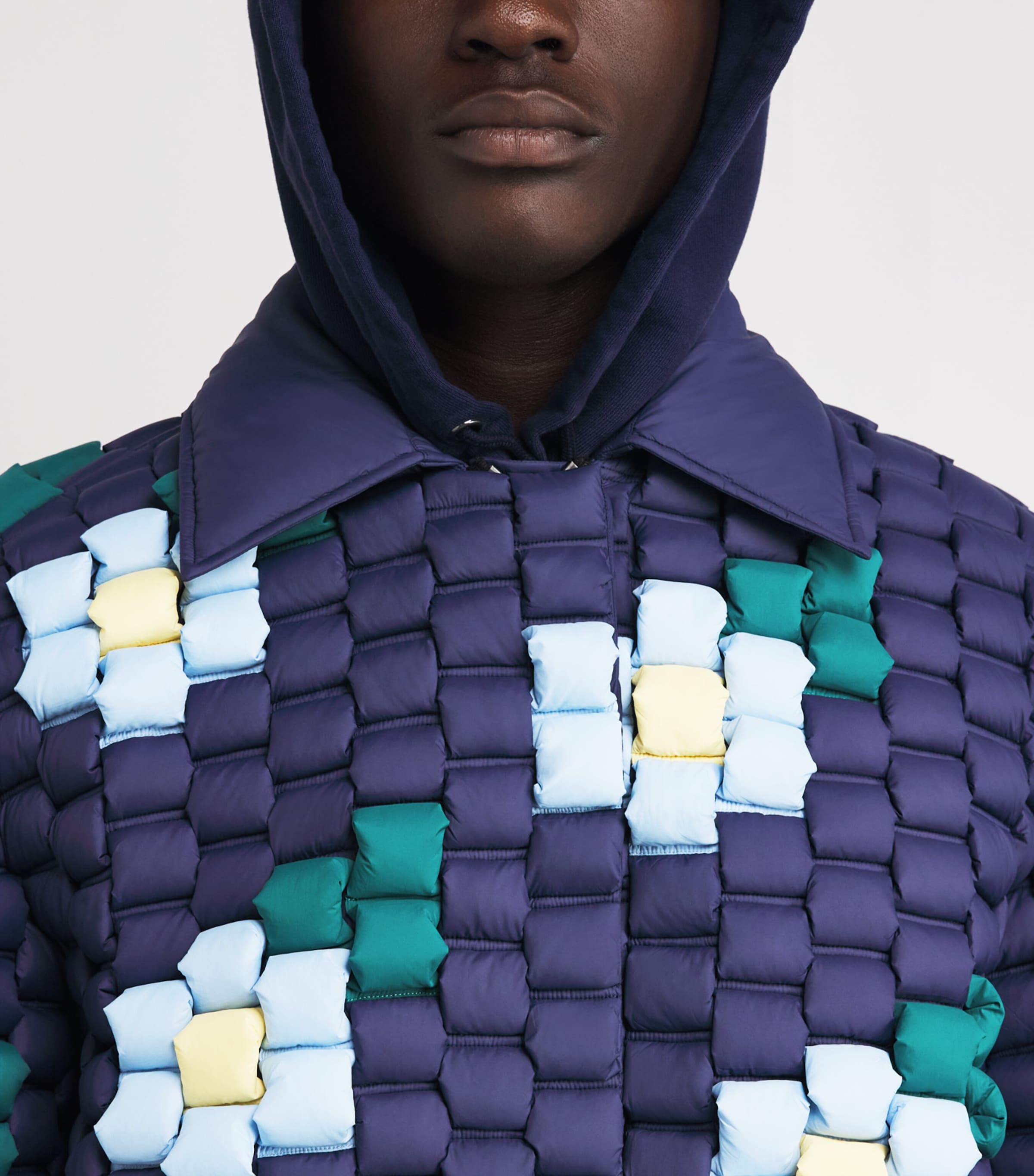 3D Down-Filled Floral Puffer Jacket NAVY BLUE Image 6