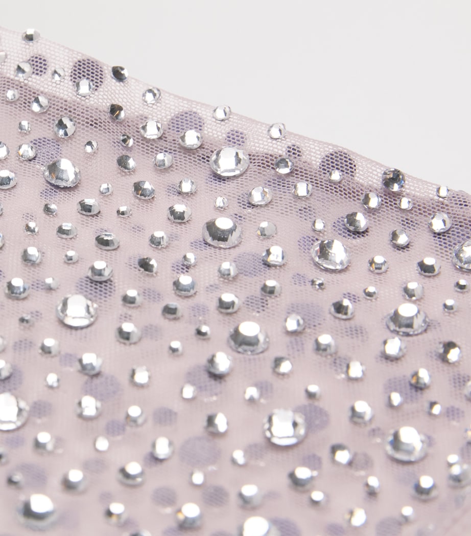 Mesh Crystal-Embellished Gloves LAVENDER GREY Image 4