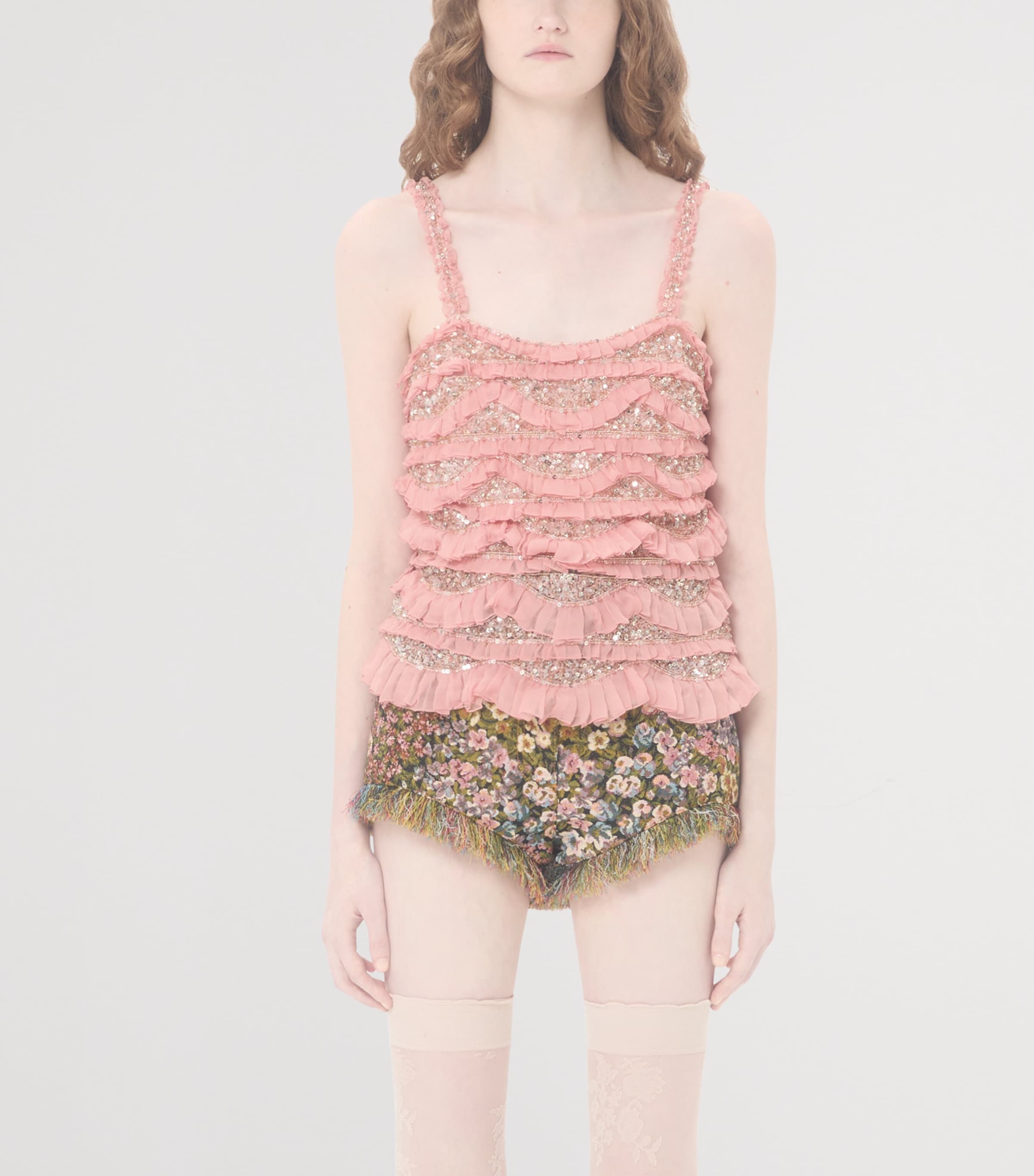 Silk Embellished Frilled Top 9TZ Image 2