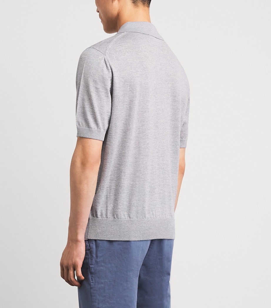 BOSS Mens Virgin Wool Polo Shirt Open Grey Image 5