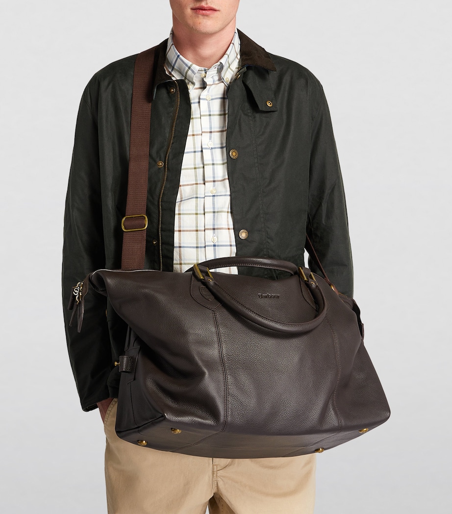 Medium Leather Explorer Holdall CHOCOLATE Image 4