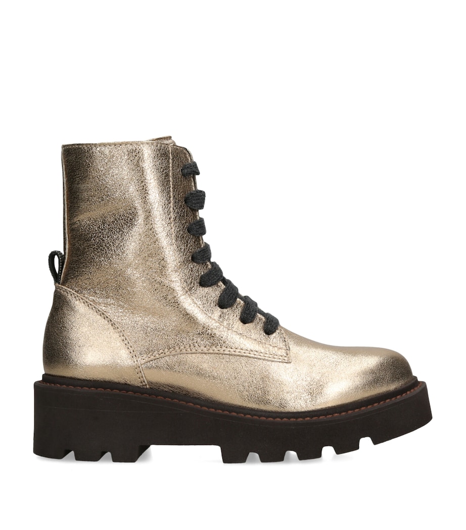 Leather Metallic Ankle Boots GOLD Image 1