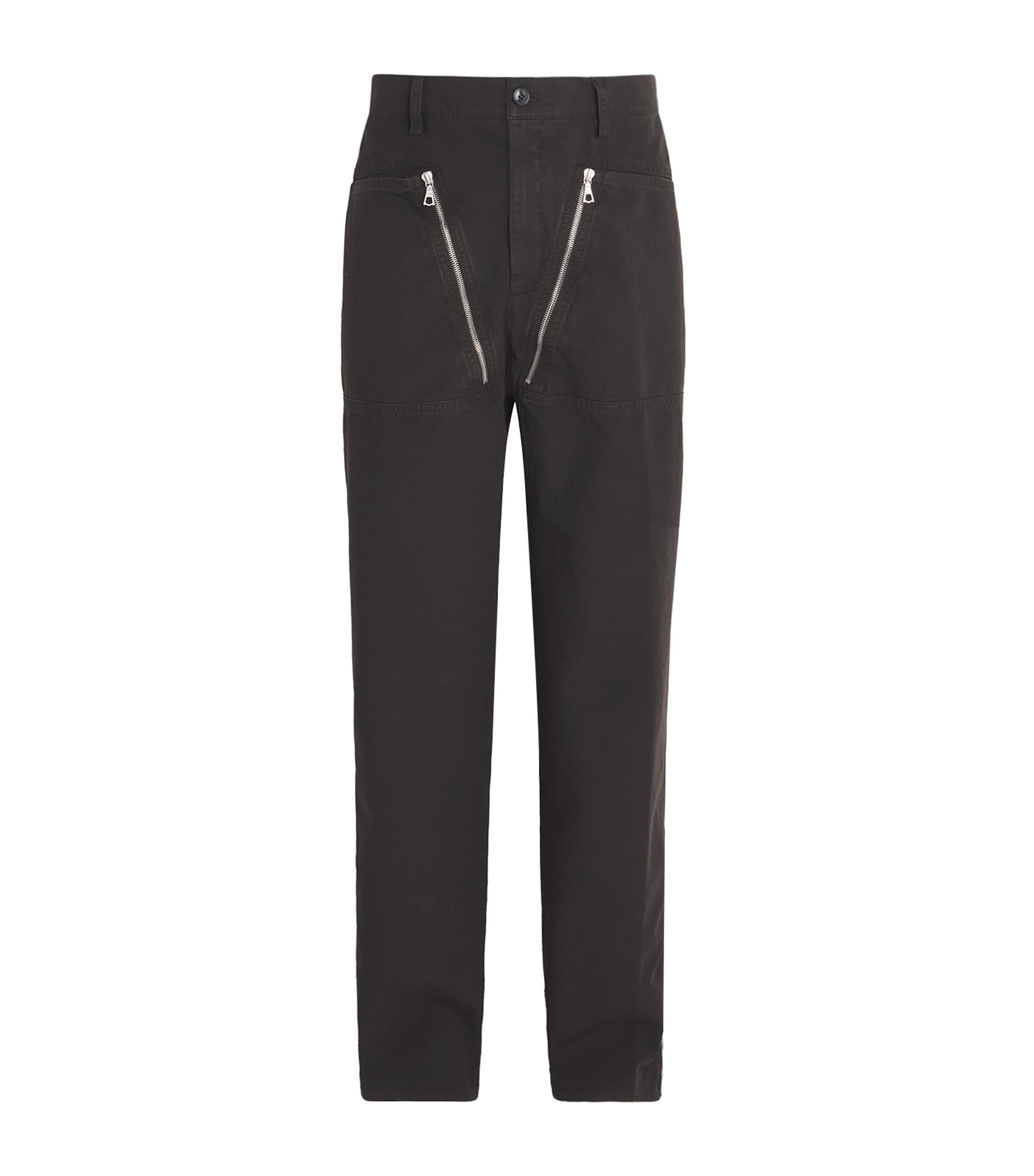 Dries Van Noten Men Brown Cotton Canvas Straight-leg Trousers In Brown