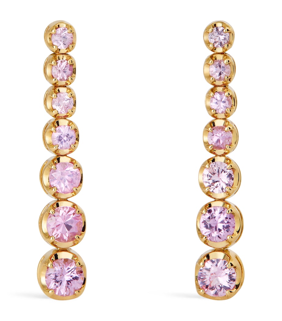 Yellow Gold and Pink Sapphire Tennis Stud Earrings YELLOW GOLD Image 1