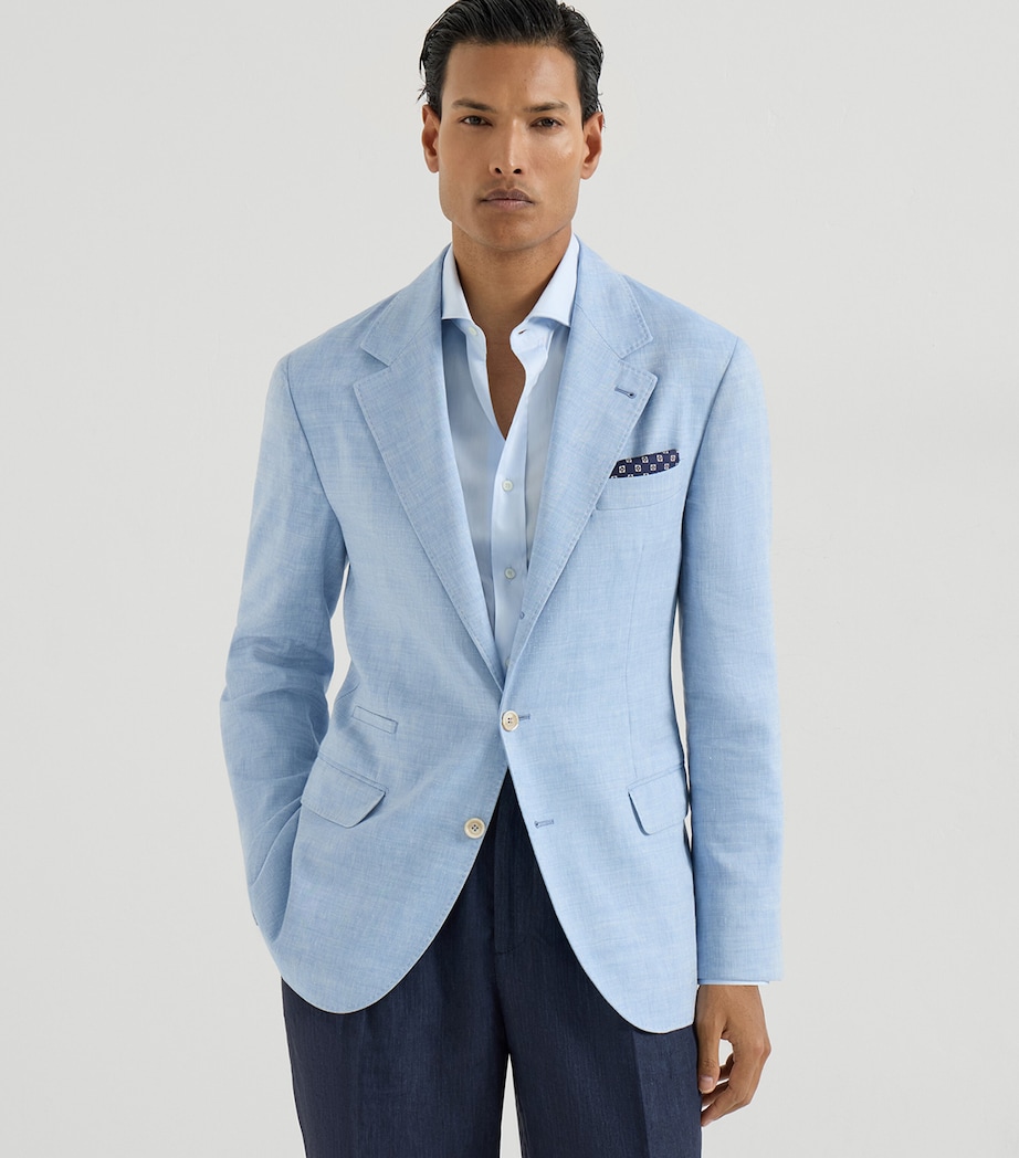 Brunello Cucinelli Mens Linen-Wool Deconstructed Blazer Image 2