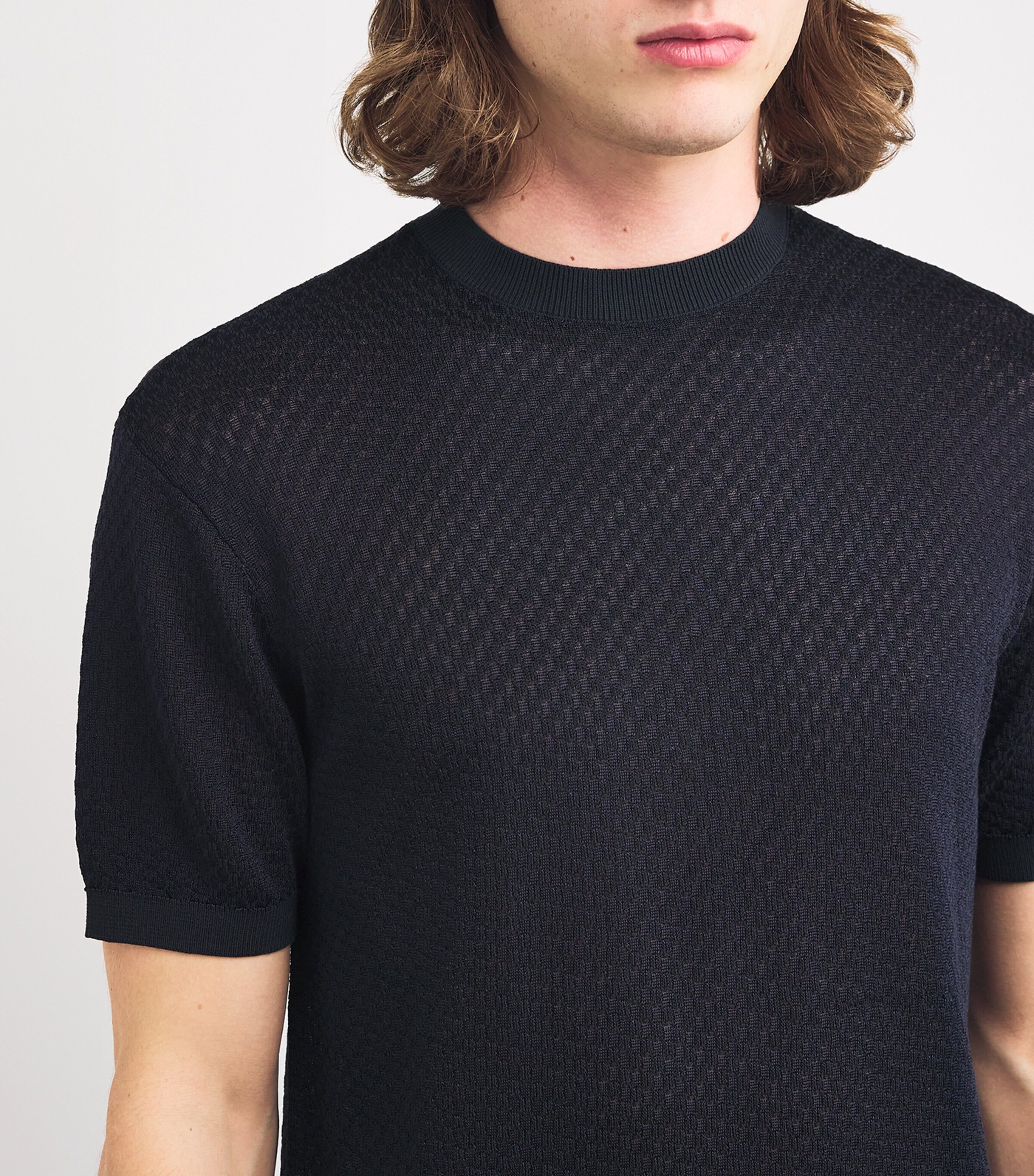 トップス EMPORIO ARMANI design knit Emporio Armani Knitted Polo Shirt - Vertical Grey - 3D1MXM-1MPGZ