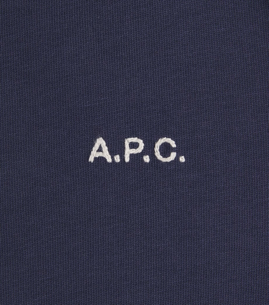 A.P.C. Mens Cotton Logo Oliver T-Shirt Iah Dark Blue Image 6