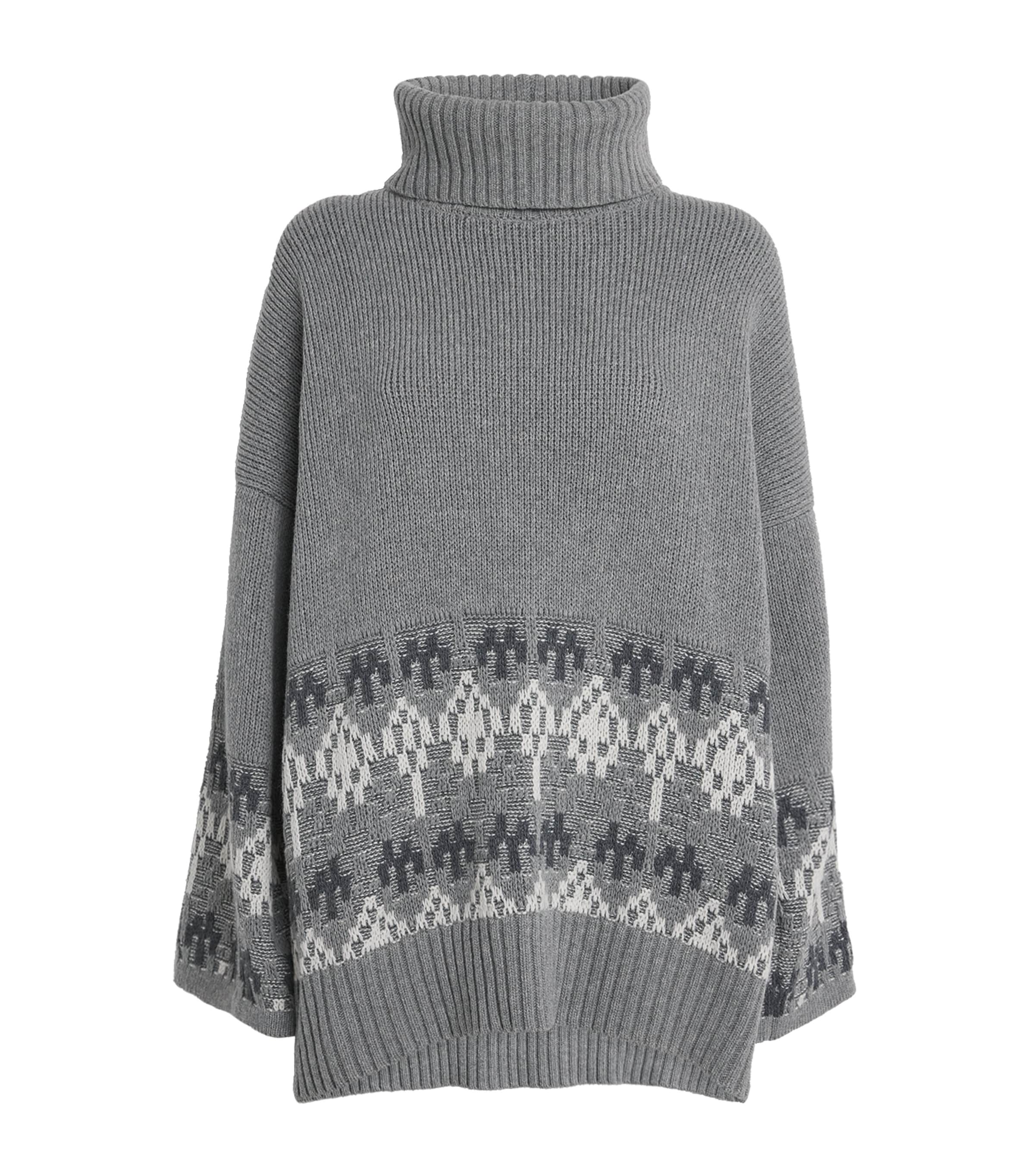 Falke Lambswool-blend Jacquard Rollneck Sweater In Gray