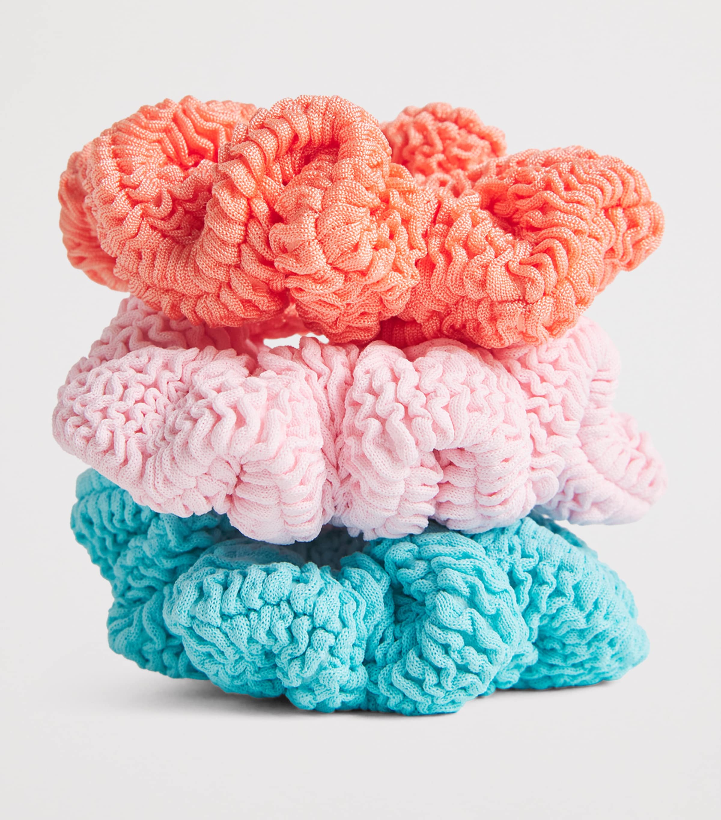 Hunza G Kids Crinkle Scrunchies (Set of 3) Aq/bllet Pnk/met Crl Image 2