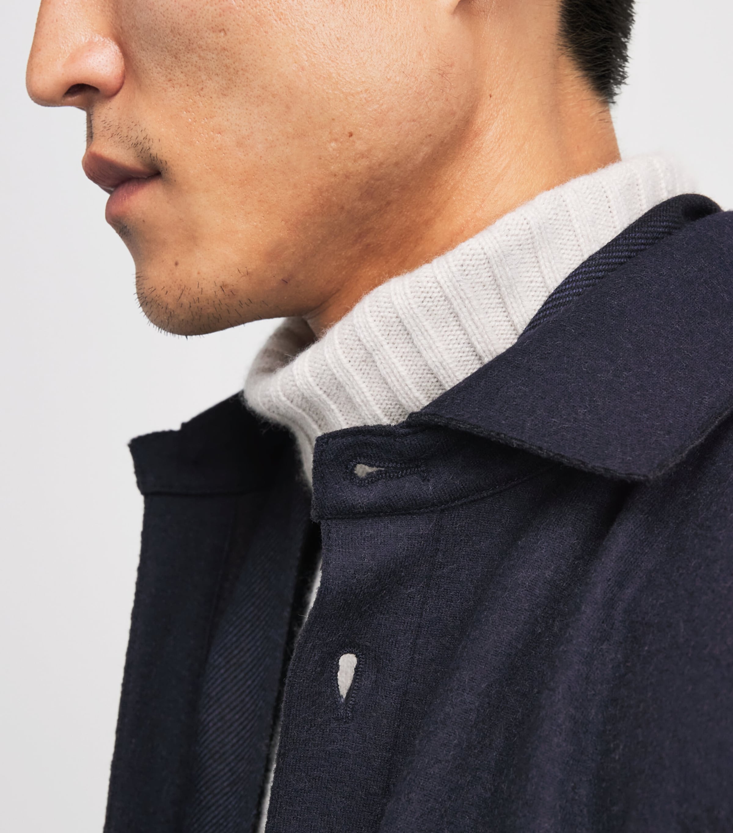 Maurizio Baldassari Mens Virgin Wool-Blend Overshirt Night Shadow Blu Image 3