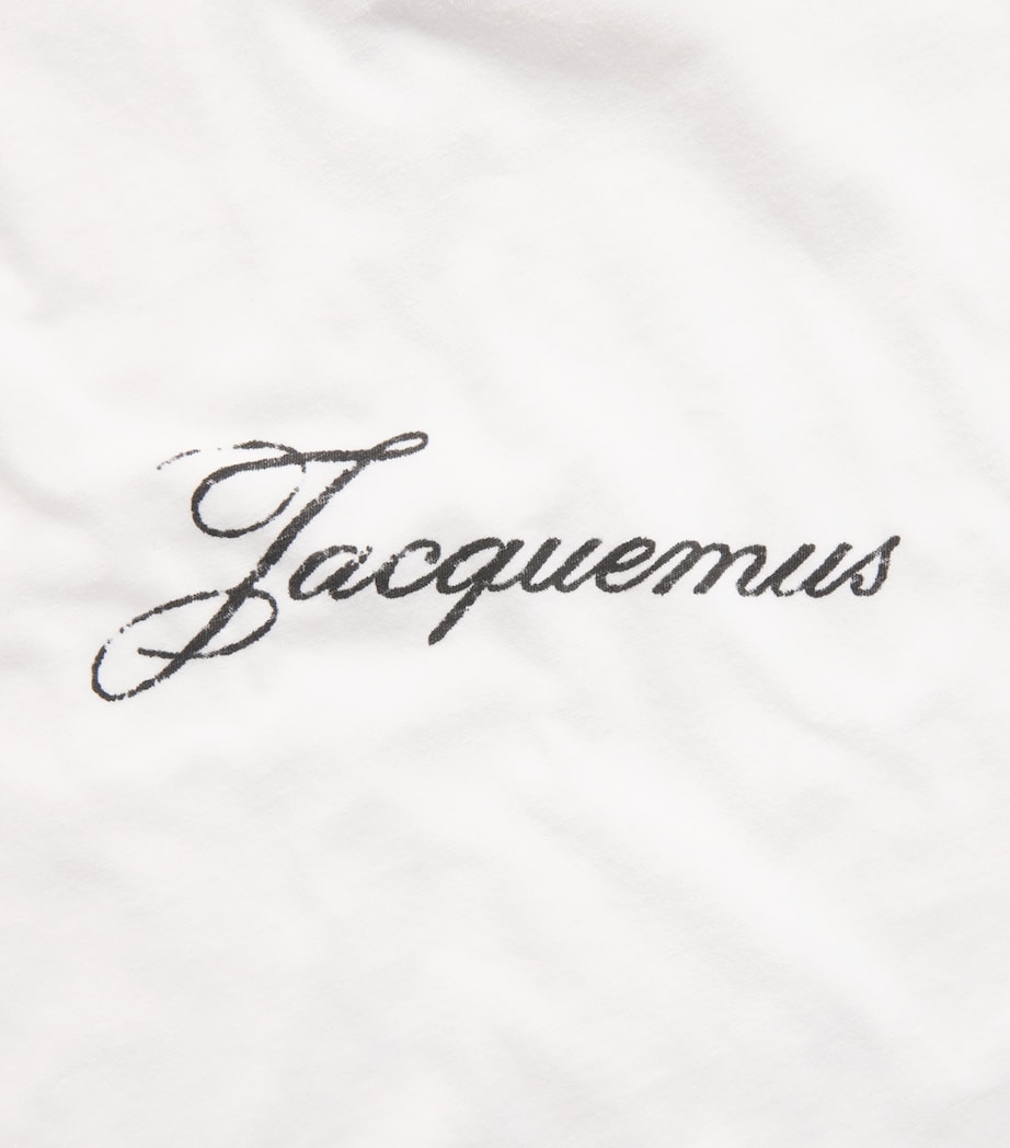 Jacquemus Womens Cotton-Hemp Logo T-Shirt White Image 6