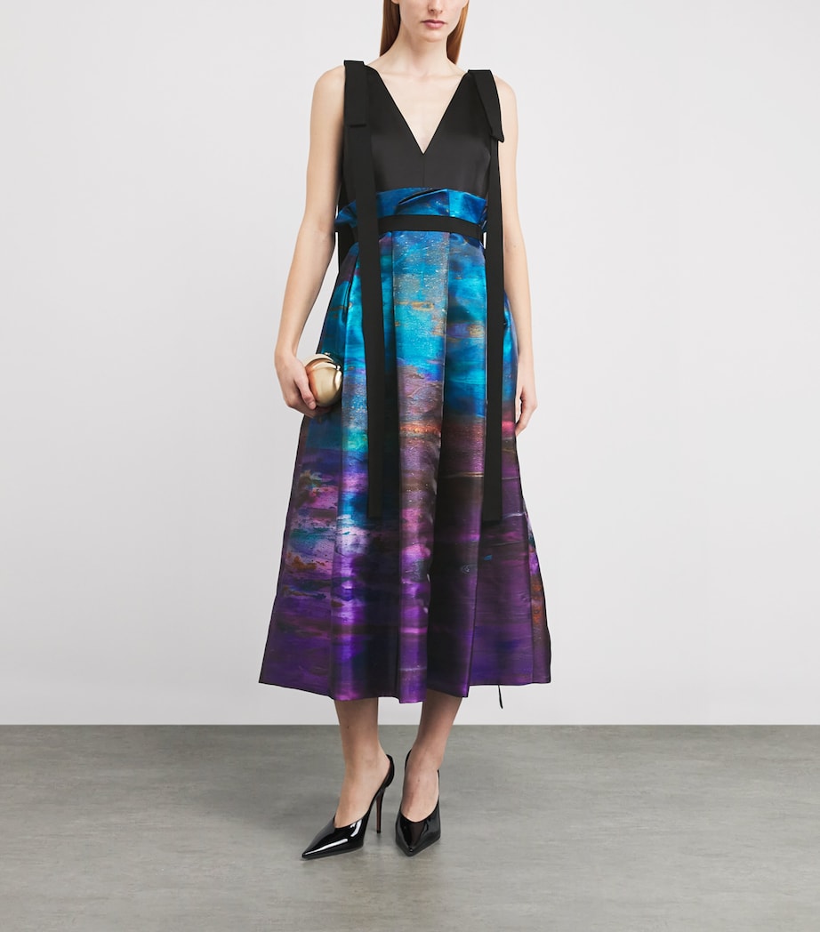 Pleated Runa Midi Dress BLACK/AZURE/CASSIS Image 2