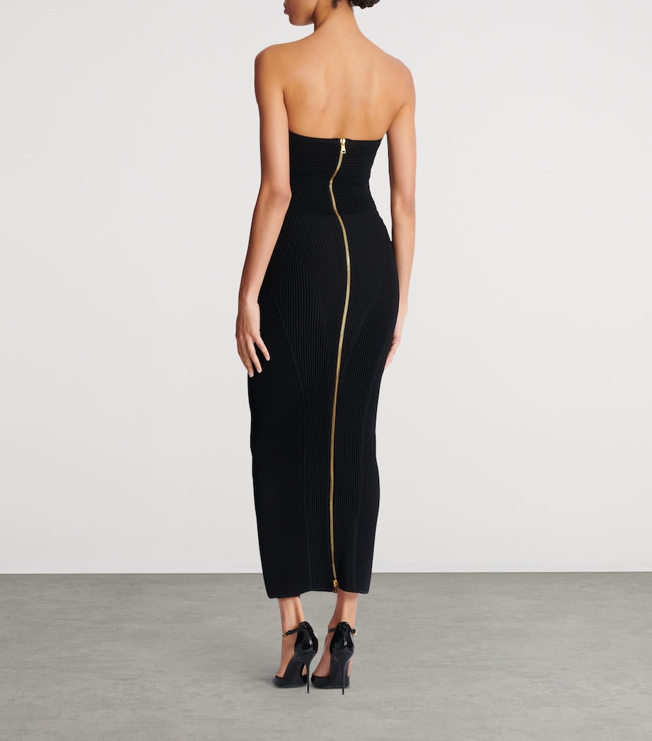 Knitted Strapless Maxi Dress 0PA NOIR Image 3