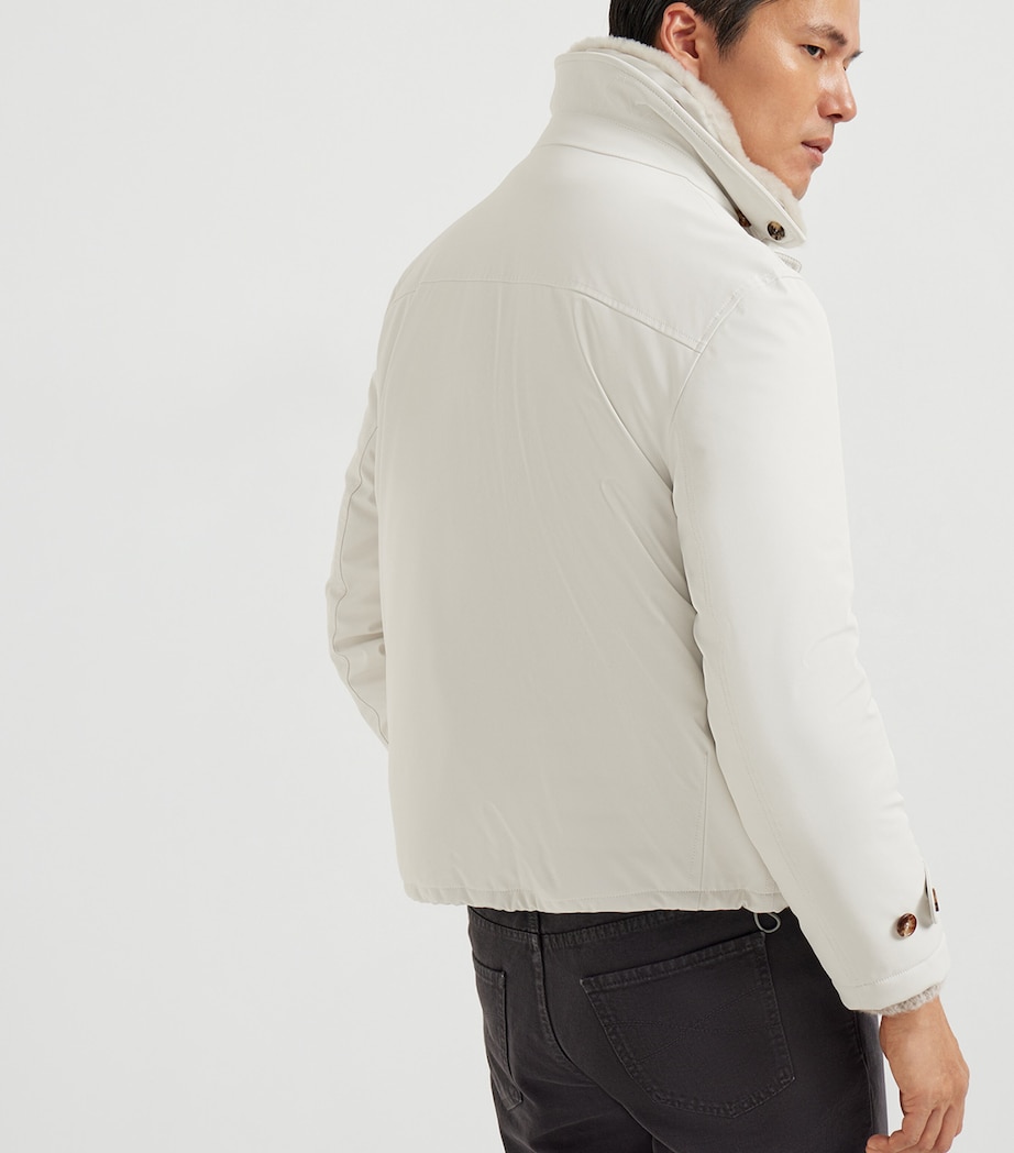 Padded Shearling-Collar Bomber Jacket CAV72 Image 5