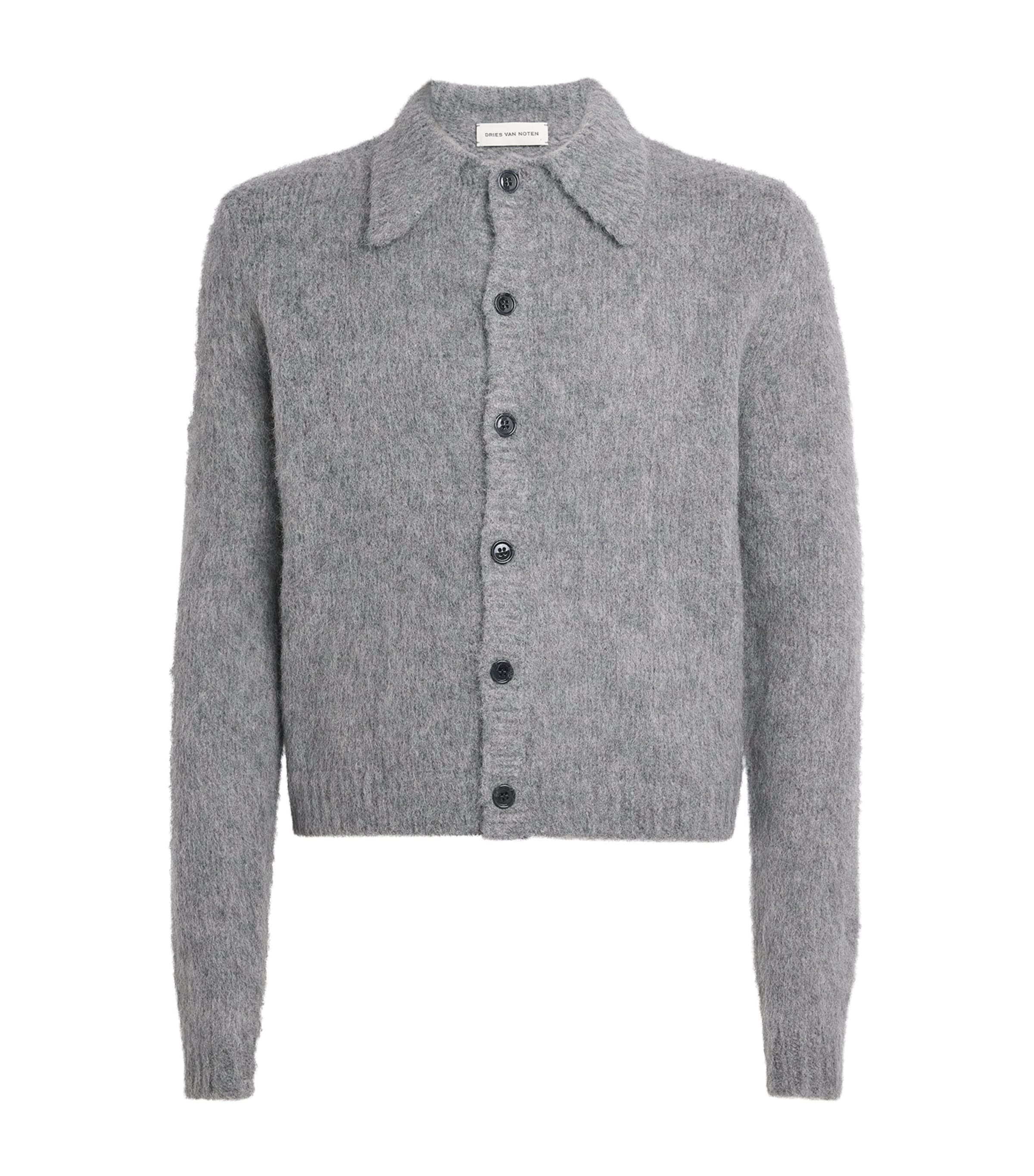 Dries Van Noten Alpaca-wool-blend Cardigan In Gray