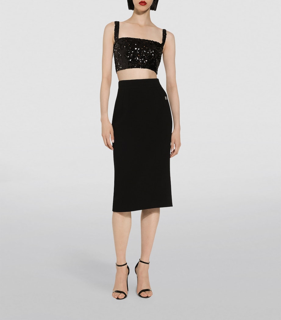 Sequin Sleeveless Crop Top N0000-BLACK Image 2
