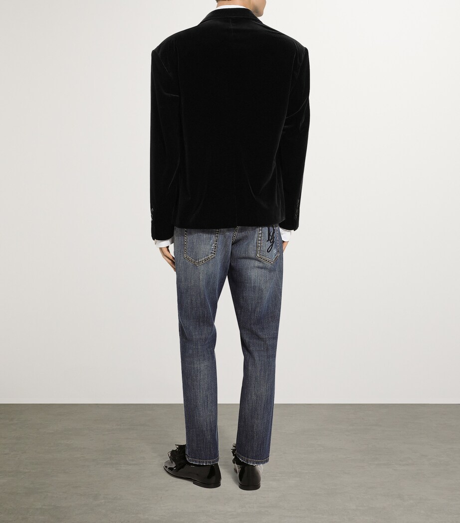 Dolce&Gabbana Mens Velvet Oversized Cropped Blazer Black Image 5