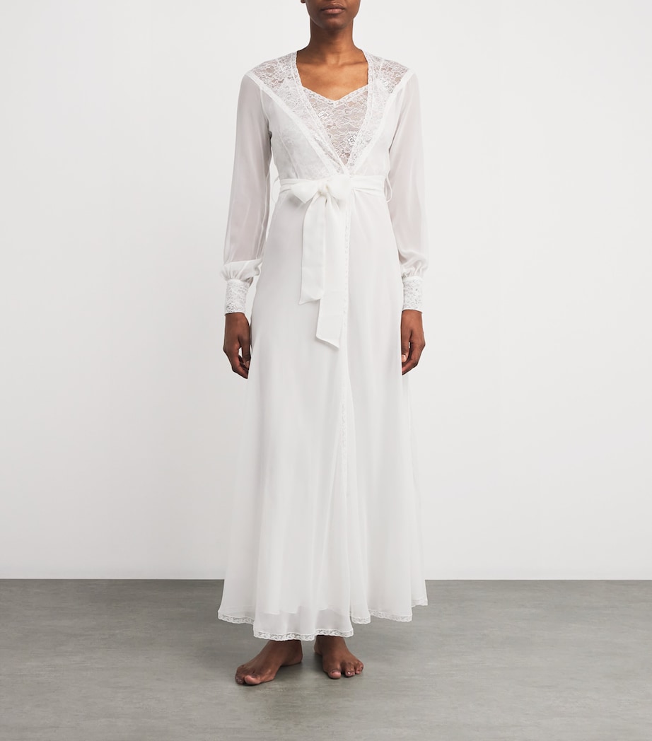 Silk Clelia Bridal Robe WHITE W WHITE LACE Image 2