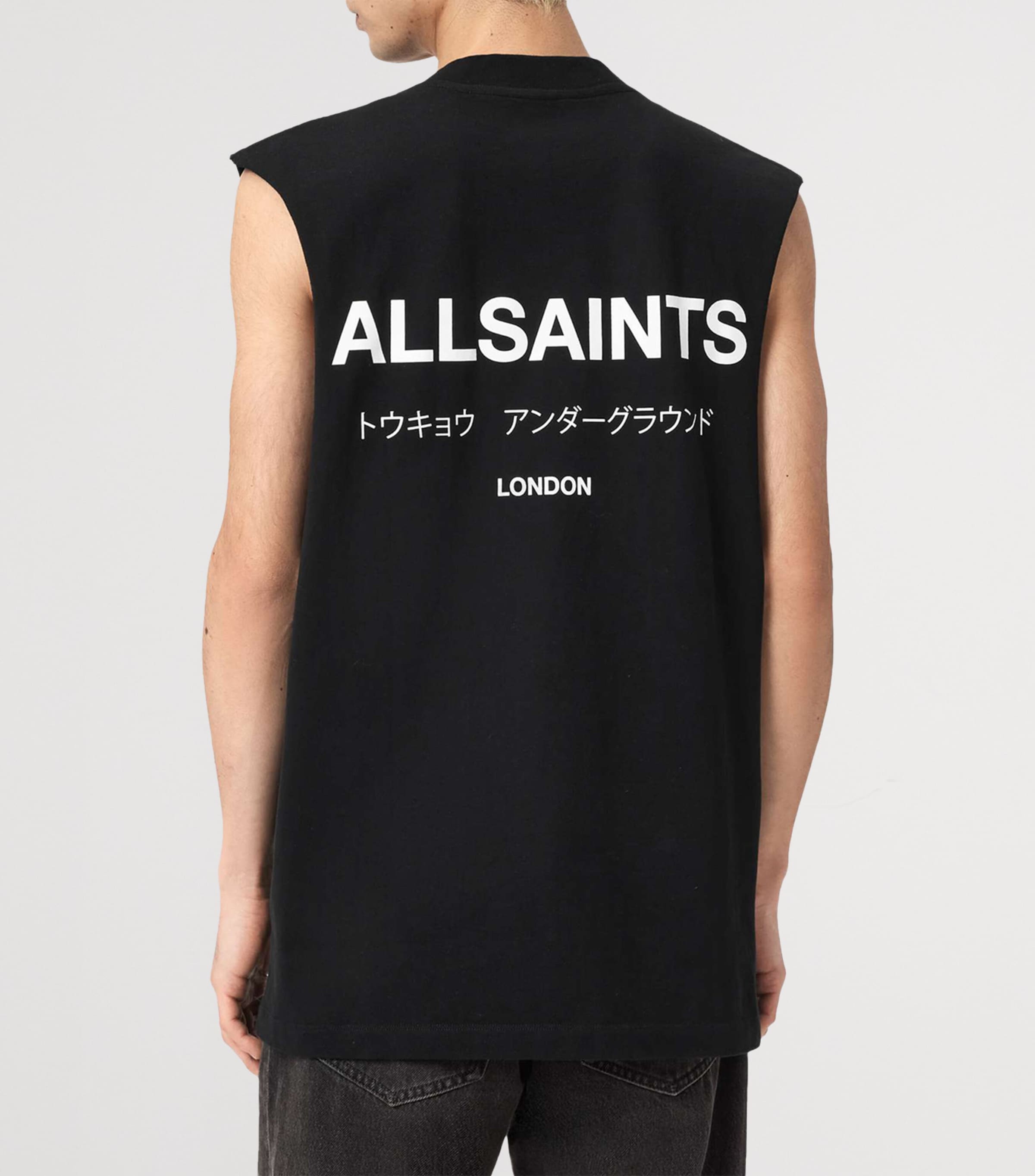 AllSaints Mens Cotton Underground Tank Top Jet Black Image 4