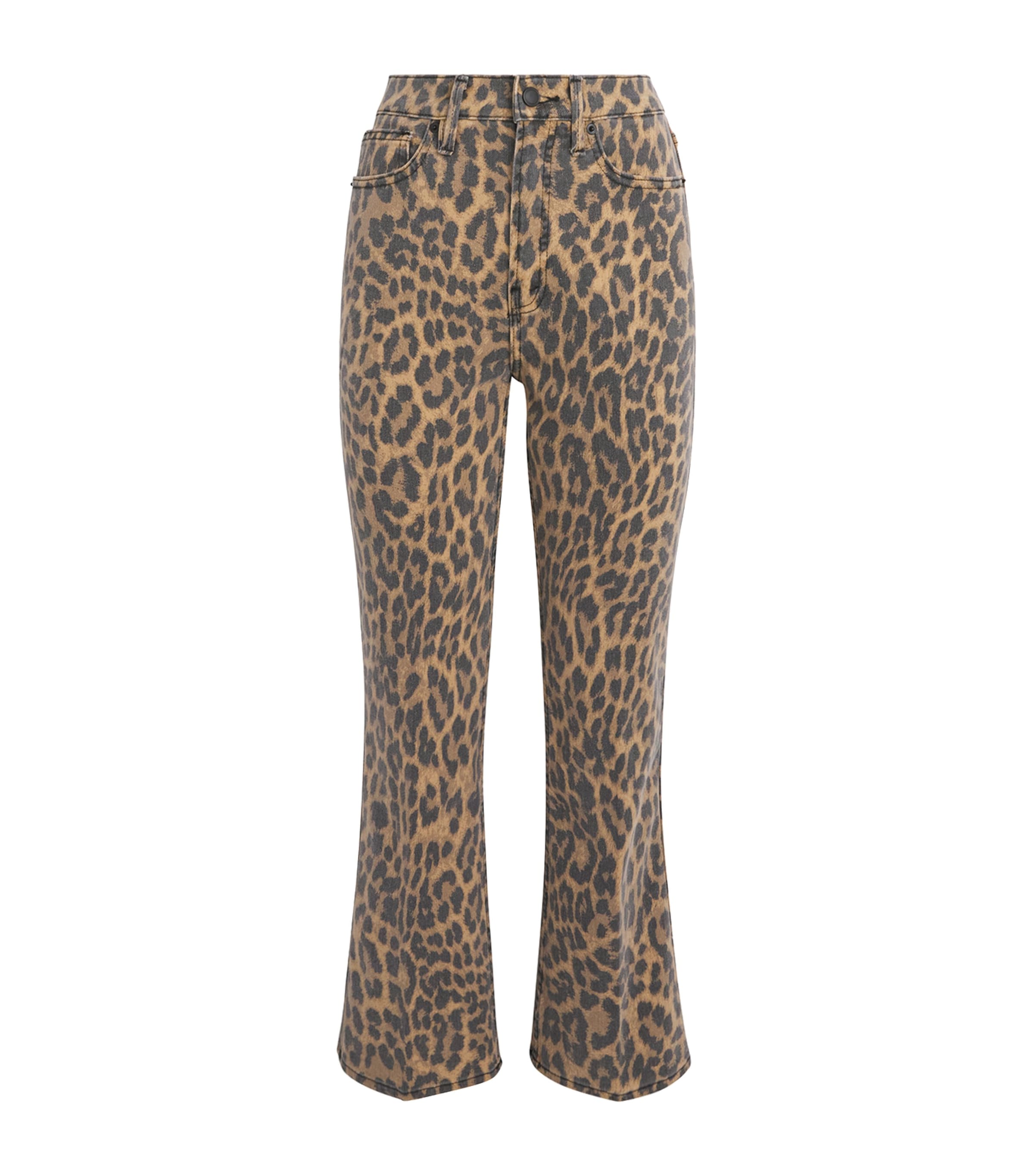 Good American Leopard Good Standard Kick Flare Jeans In Brown