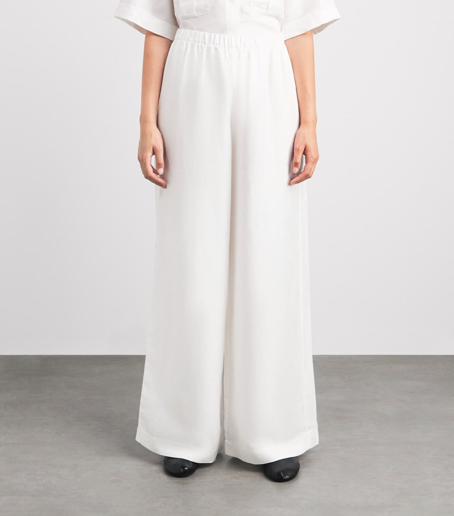 ANINE BING Womens Wide-Leg Rosyln Trousers Ivory Image 4
