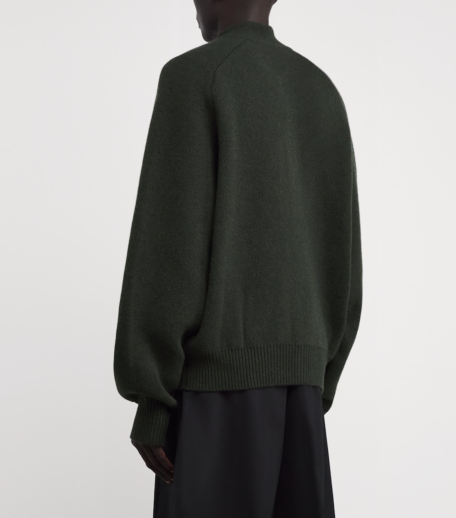 Stretch Wool-Cashmere Pallone Cardigan 580-DARK KHAKI Image 4