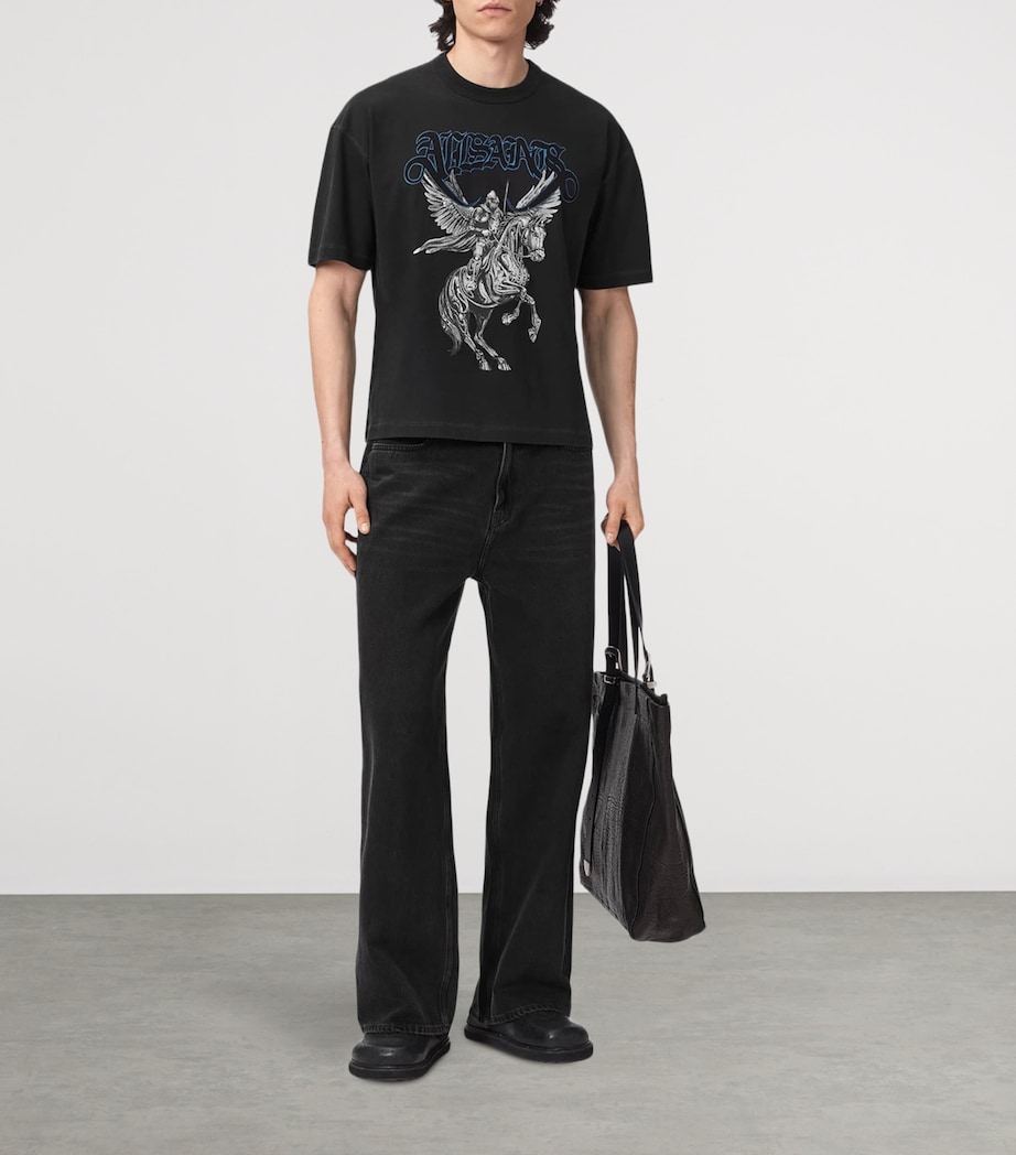 AllSaints Mens Seraph Graphic T-Shirt Washed Black Image 5