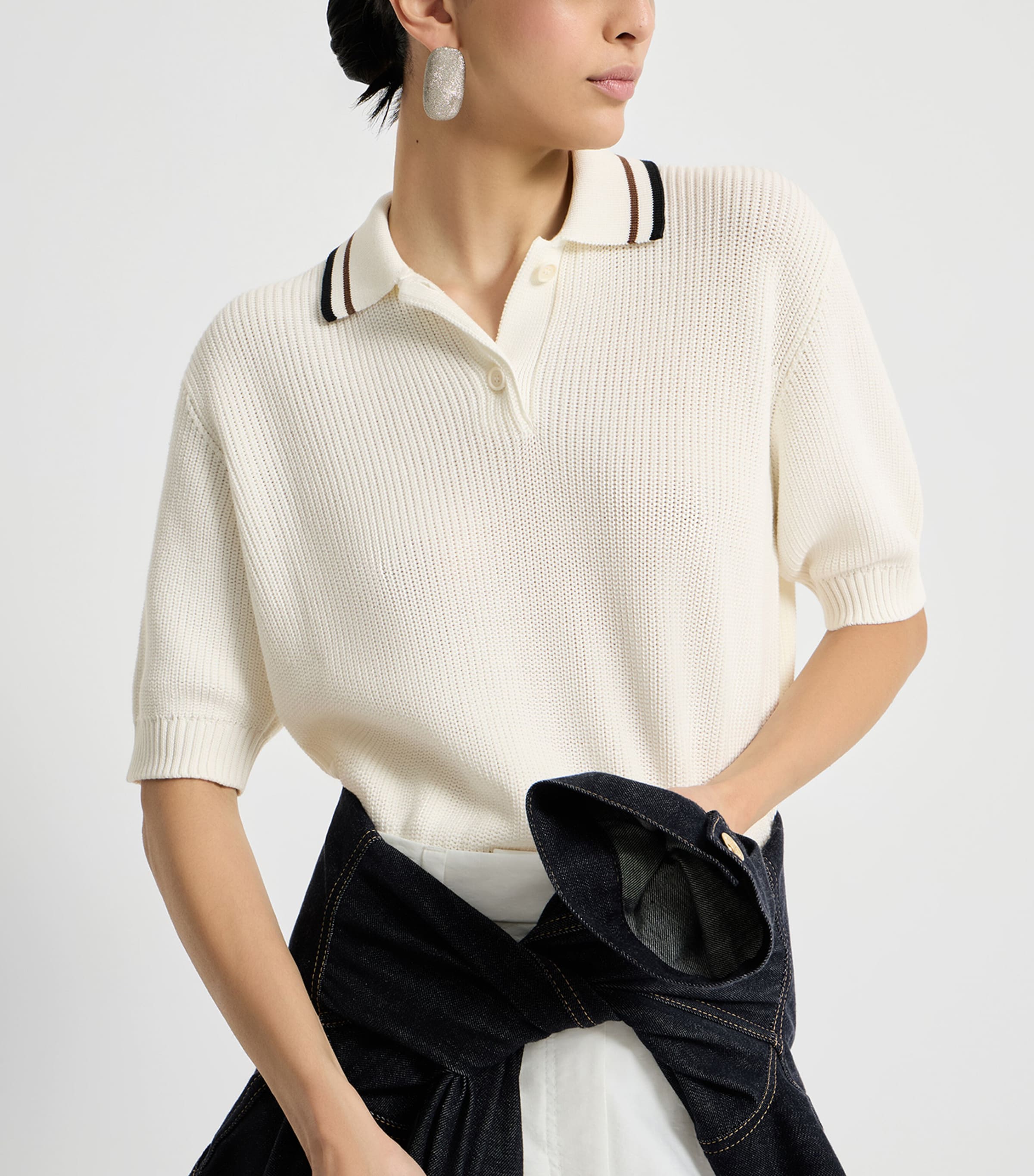 Brunello Cucinelli Womens Cotton Knitted Polo Shirt Image 4