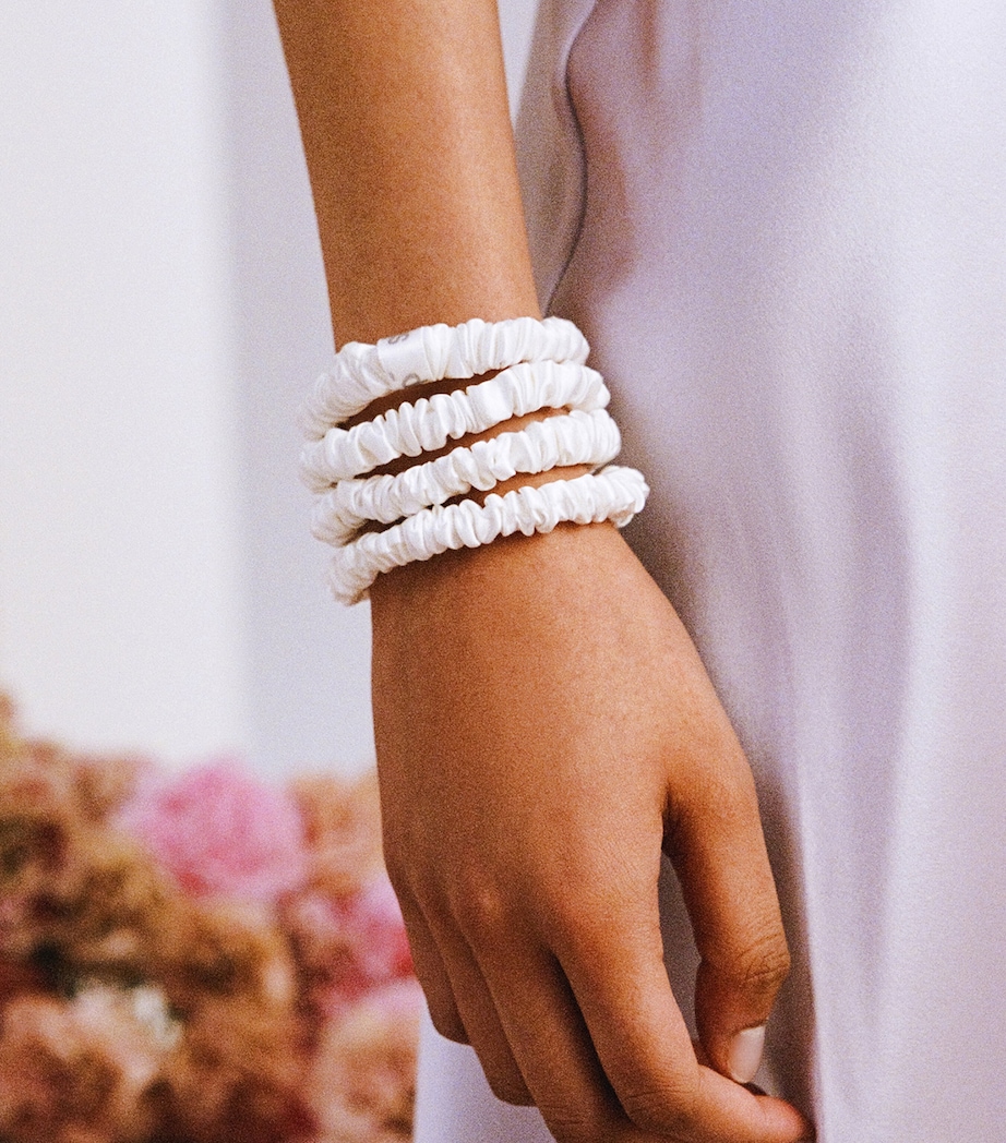 Mulberry Silk Skinny Scrunchies (Set of 4) WHITE Image 4