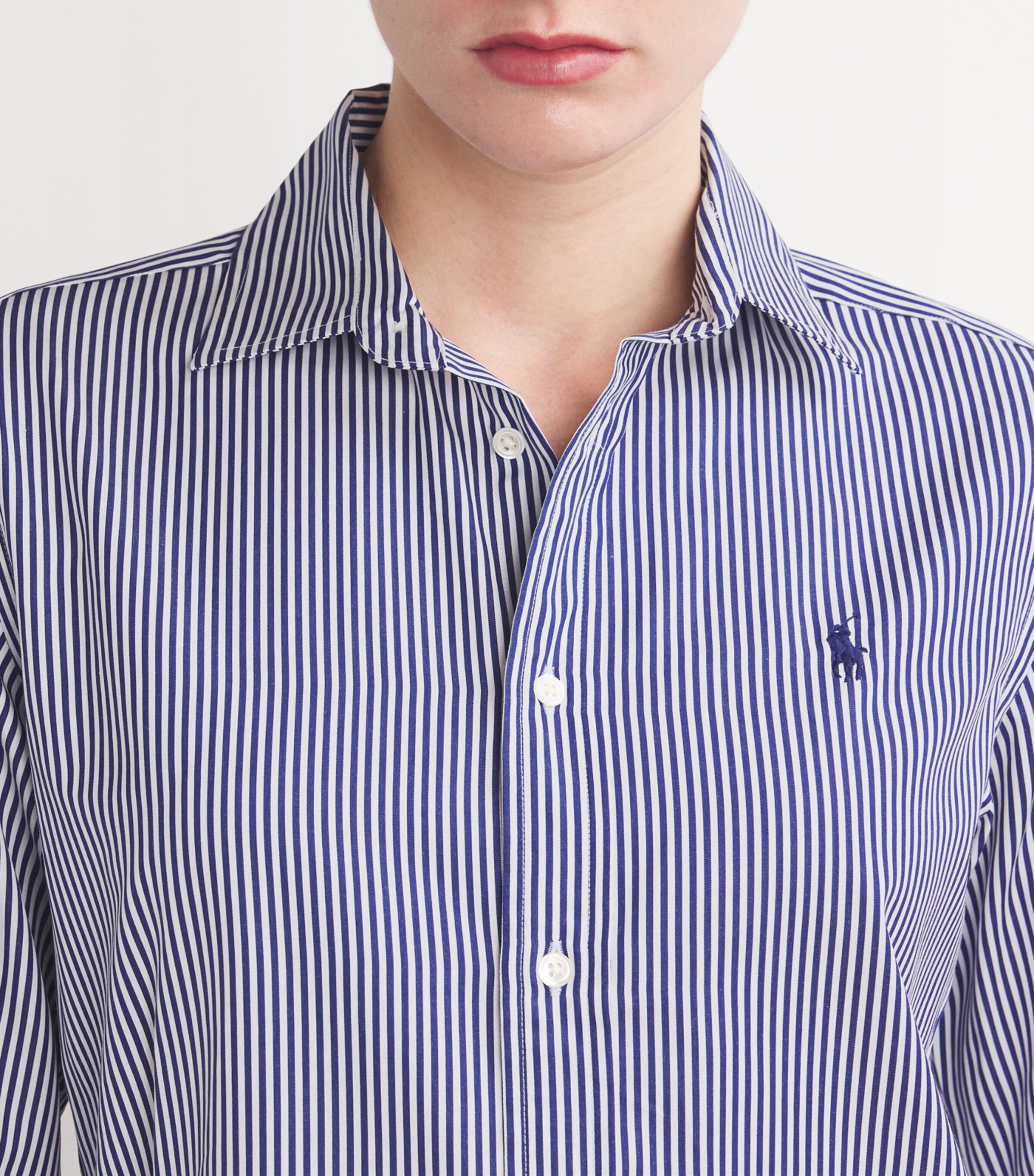 Cotton Stripe Shirt 1322 WHITE/FALLROYAL Image 6