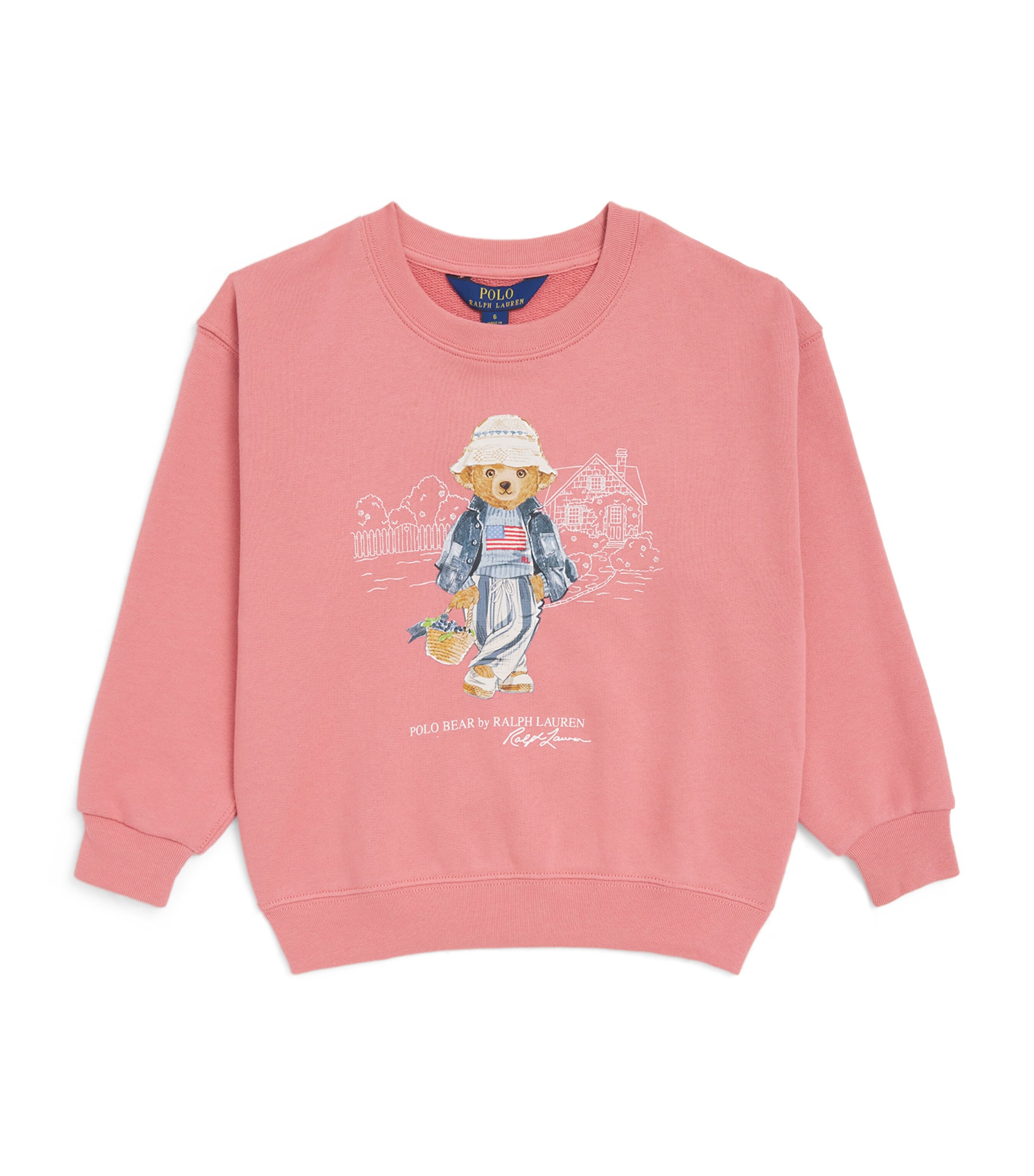 Ralph Lauren Kids Terry Polo Bear Sweatshirt (7-14 Years) Pink Image 1