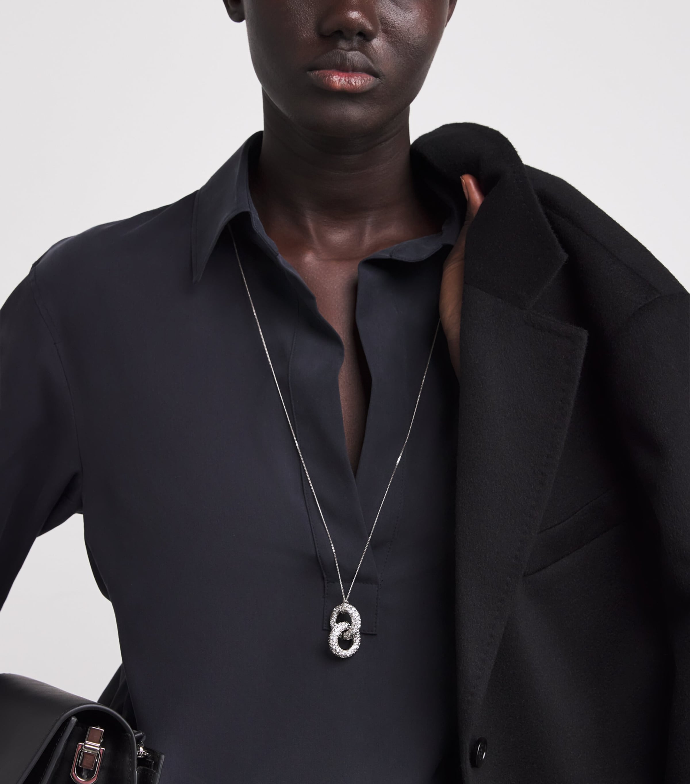 Rhinestone Pendant Necklace SILVER Image 2